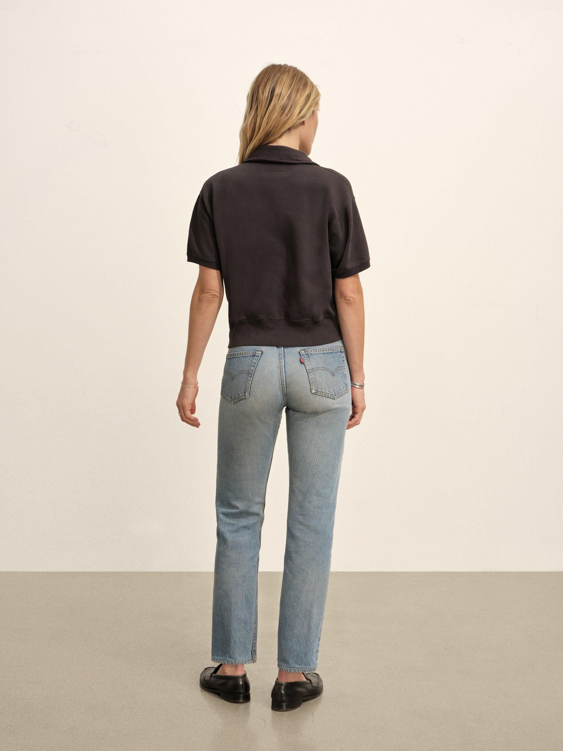 Soft Black Venice Wash Vintage Interloop Short Sleeve Quarter Zip Product Image