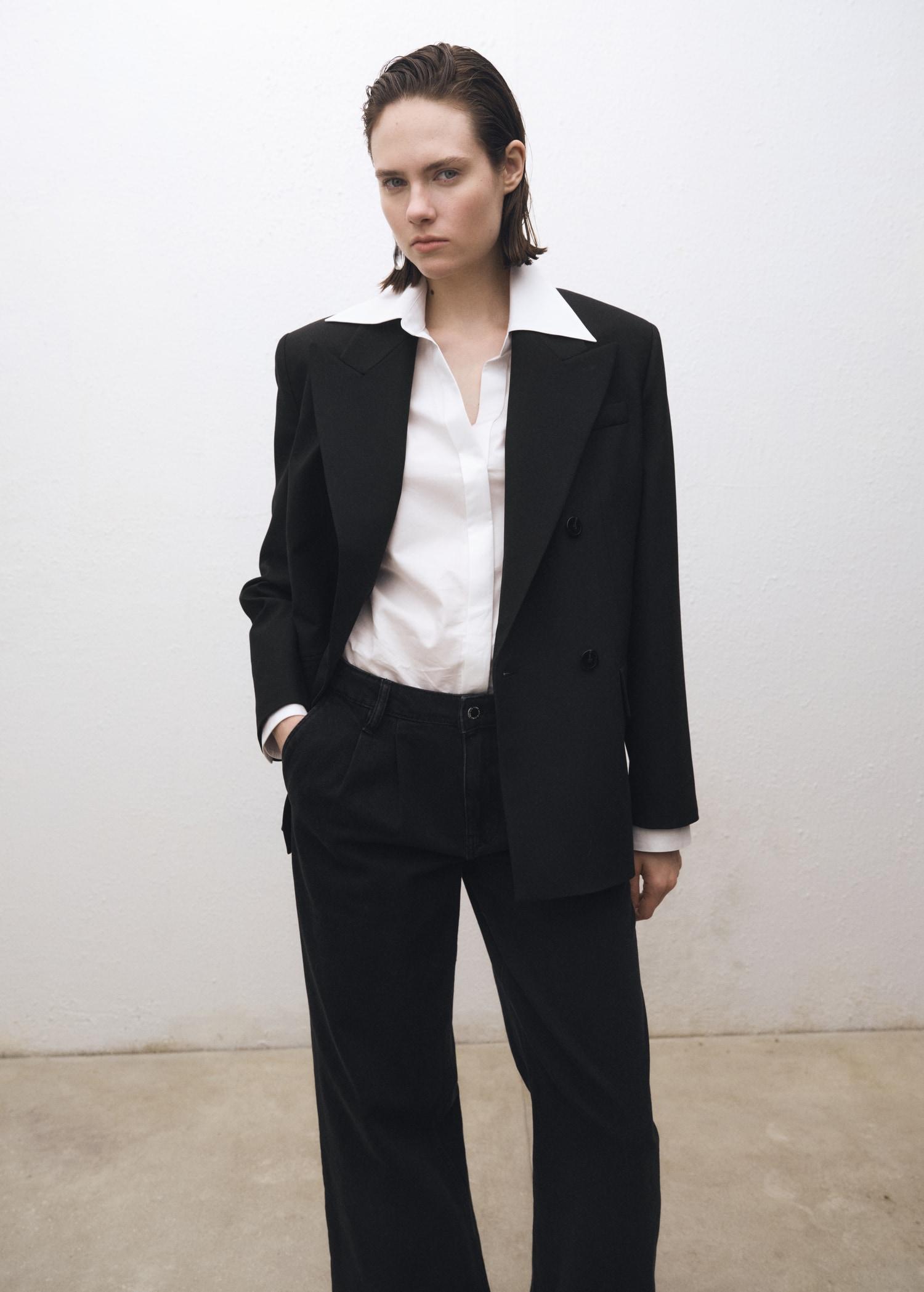 Wide-leg pleated jeans - Women | MANGO USA Product Image