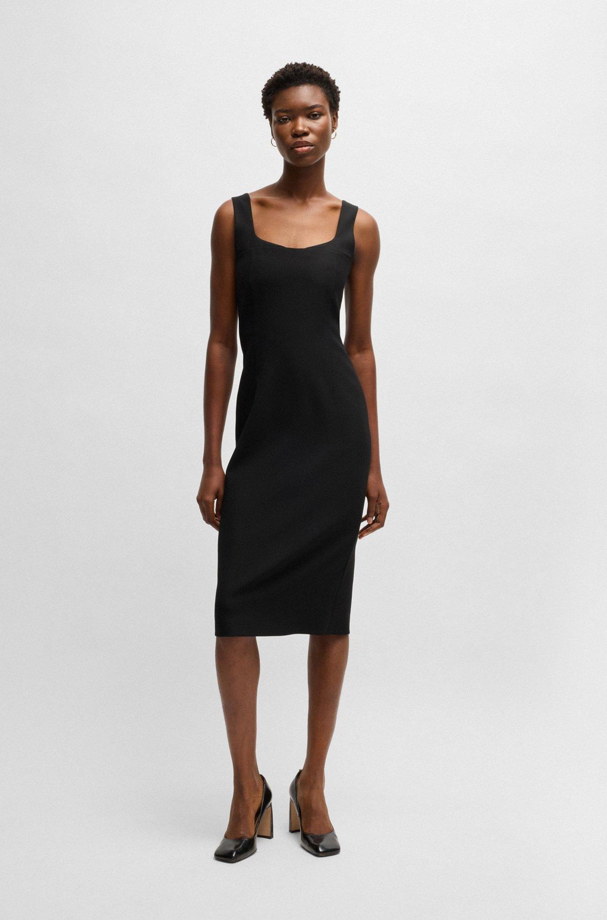 BOSS - Bodycon midi-length dress in stretch material - Black Product Image