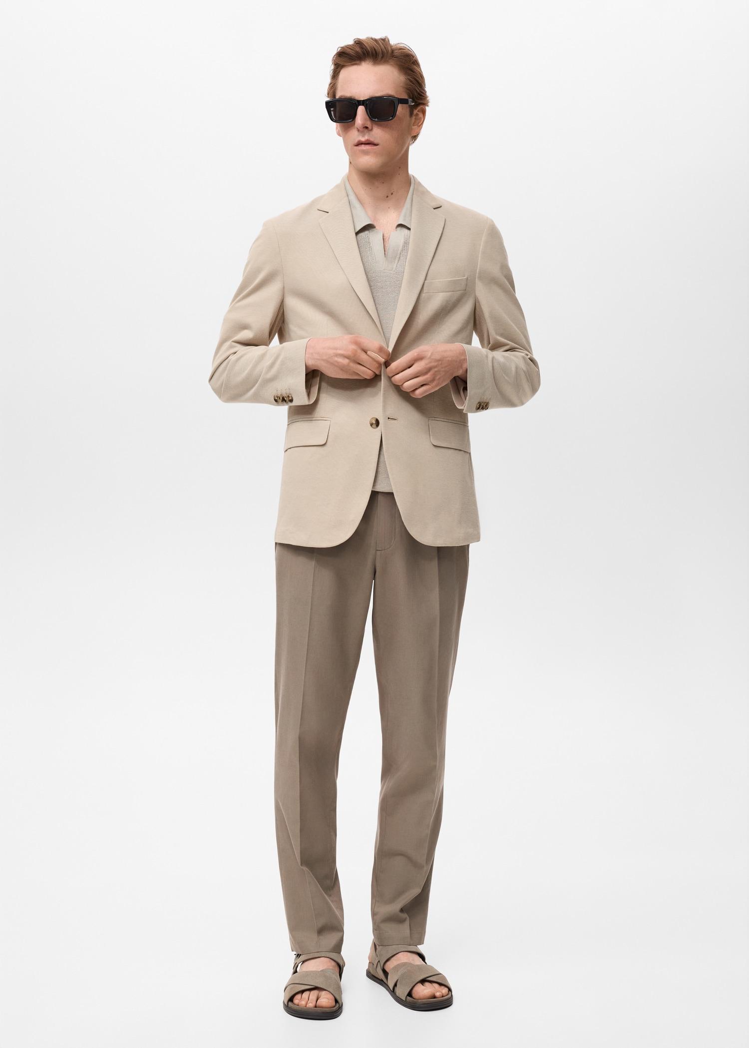 Verner slim-fit cotton blazer - Men | MANGO USA Product Image