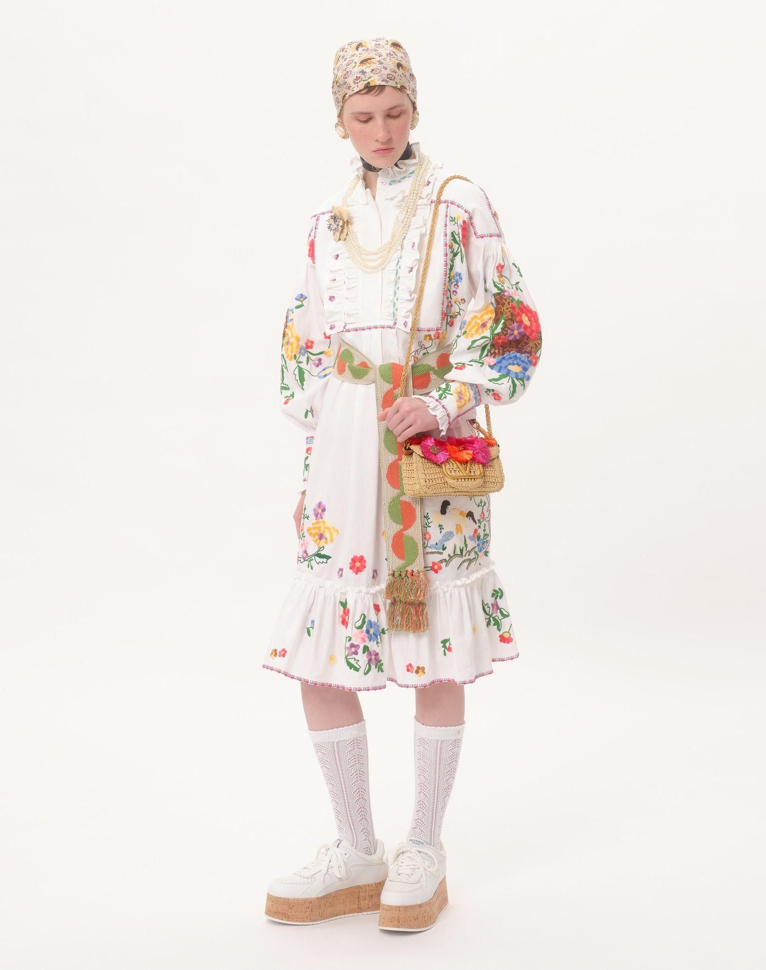 Valentino Garavani Locò Small Shoulder Bag In With Flowers And Beads Product Image