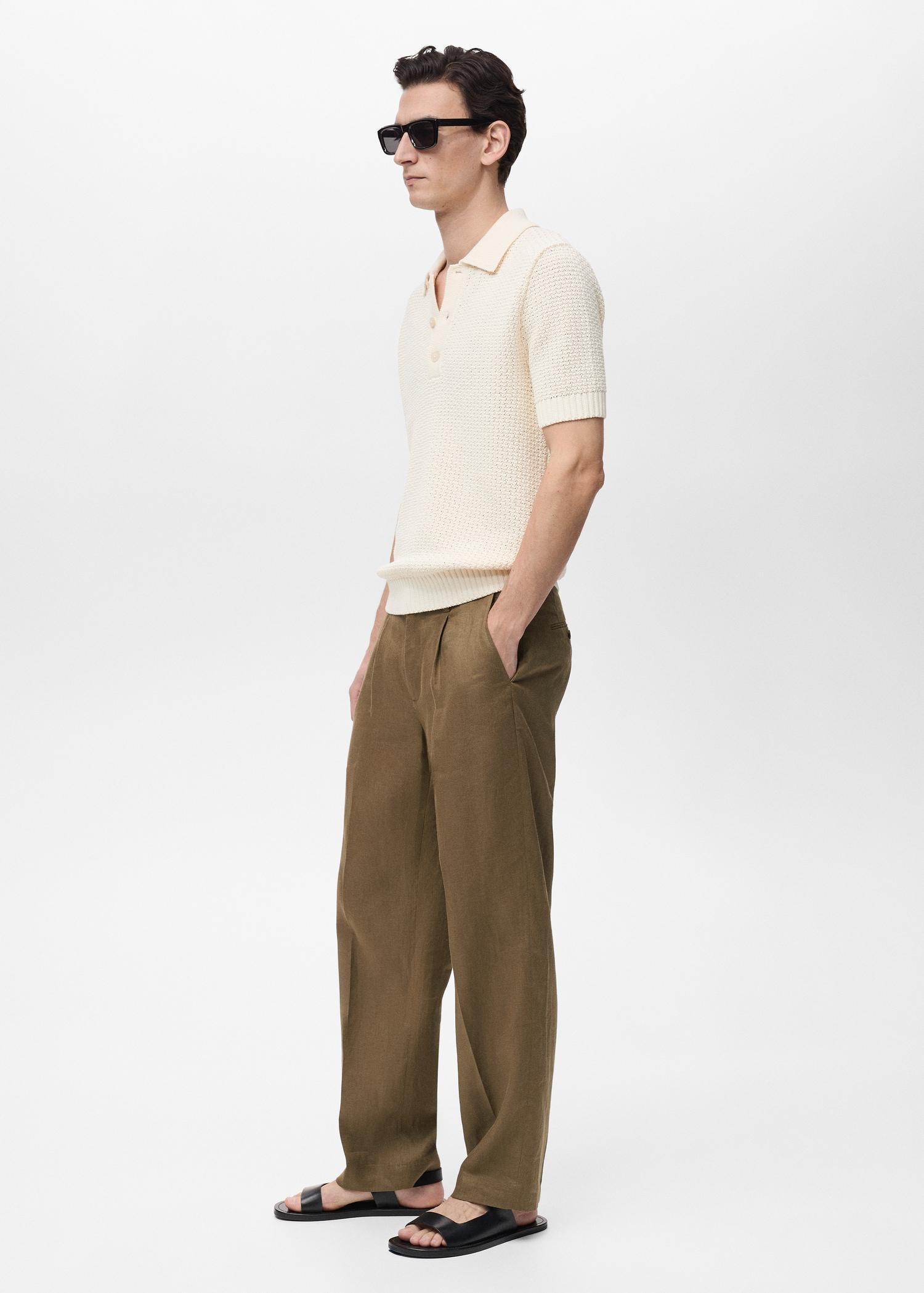 100% linen pleated pants - Men | MANGO USA Product Image