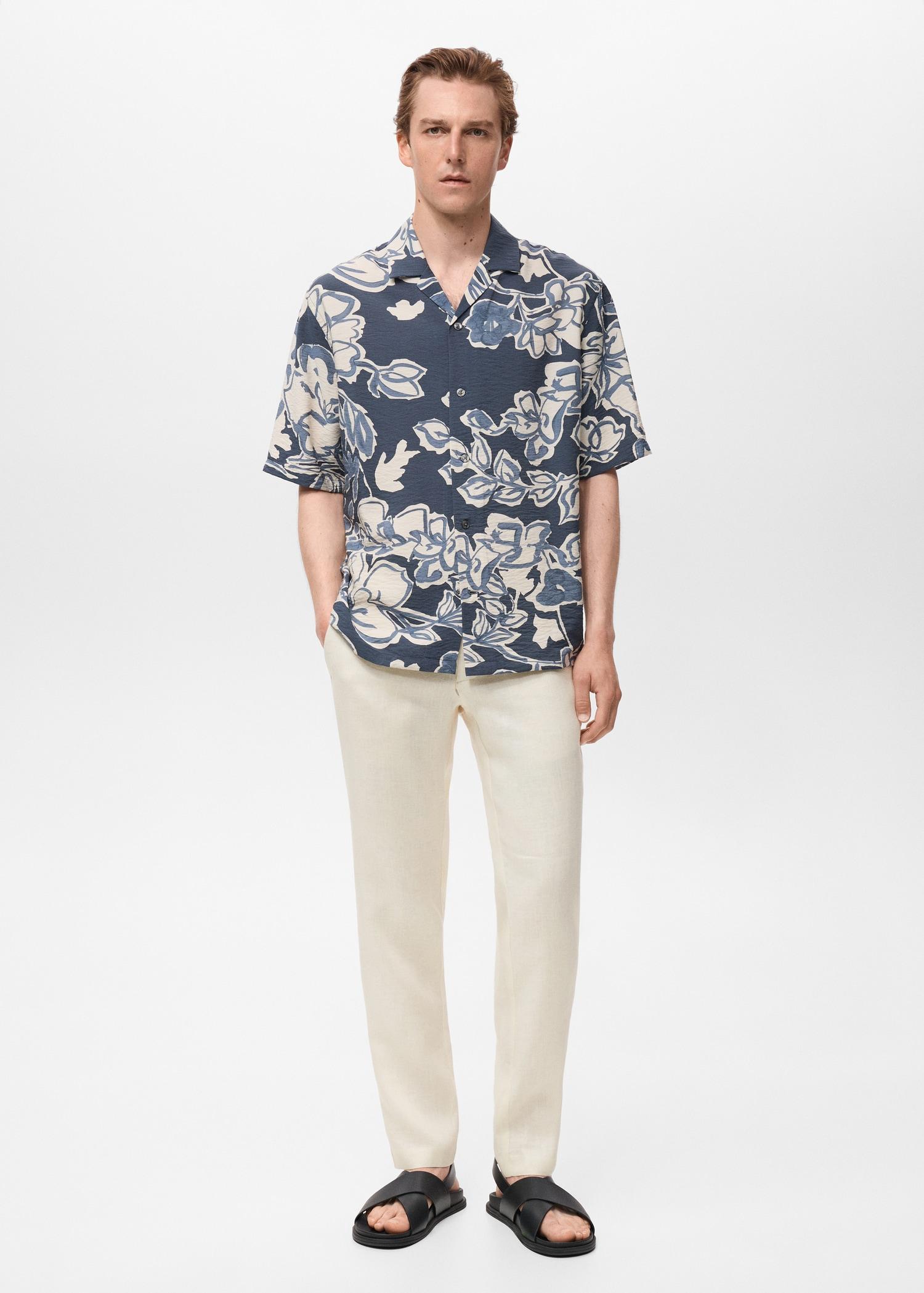 Slim-fit 100% linen pants - Men | MANGO USA Product Image