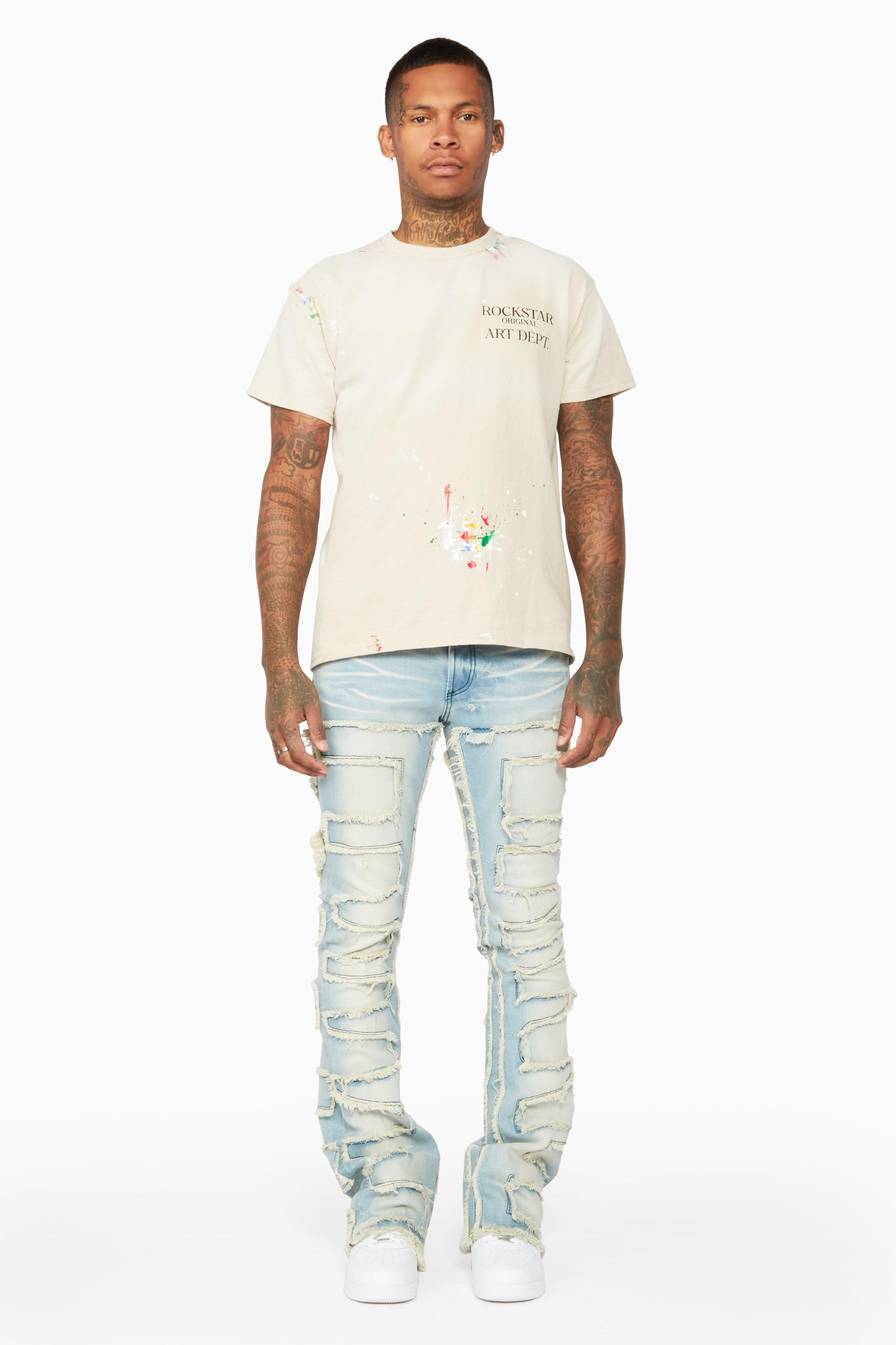 Shake Light Blue Stacked Flare Jean Male Product Image