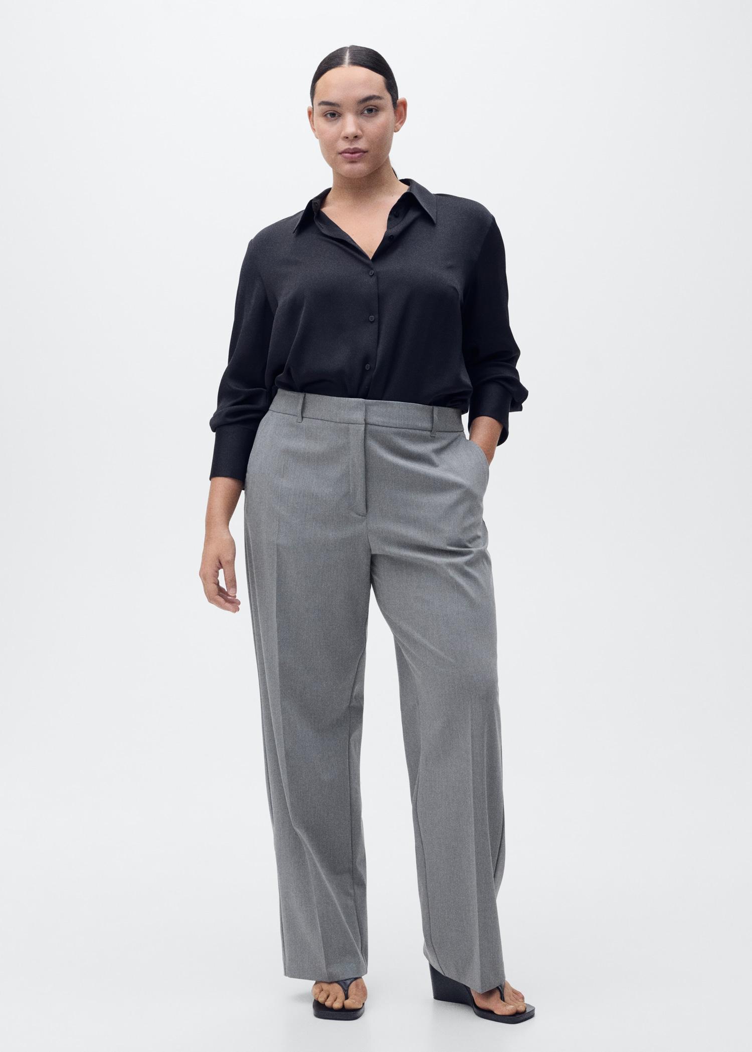 Straight mid-rise pants - Women | MANGO USA Product Image