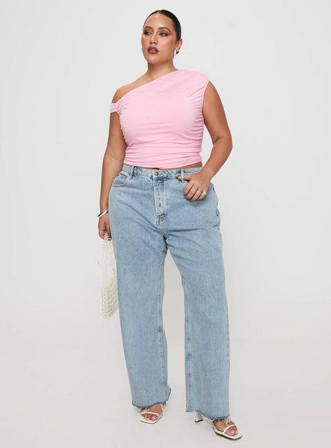 Fawcett High Rise Straight Leg Jeans Light Blue Wash Curve Product Image