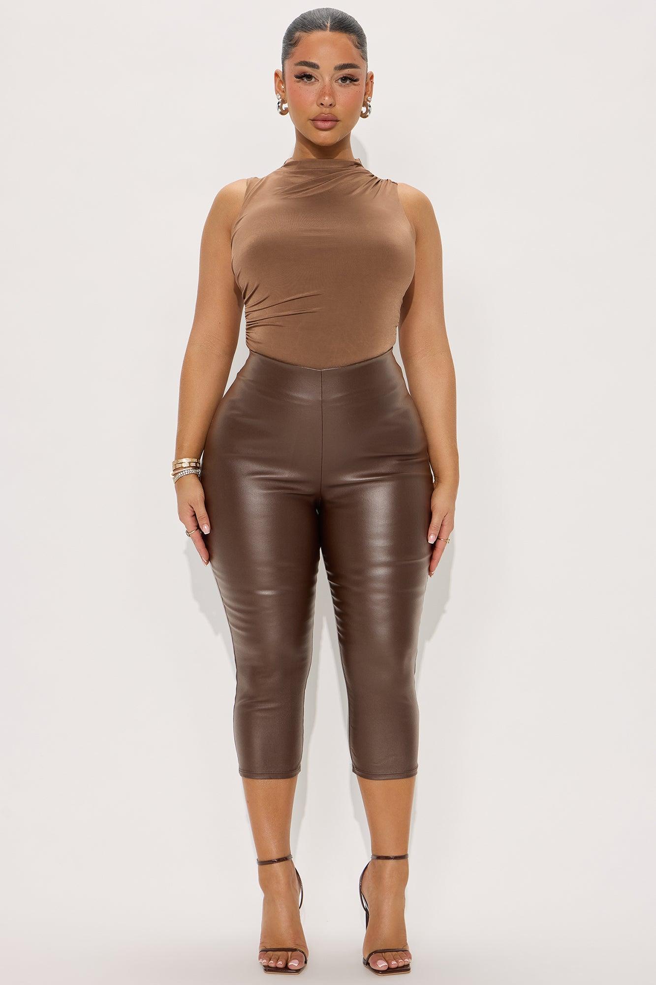 My Choice Ruched High Neck Bodysuit - Chocolate Product Image