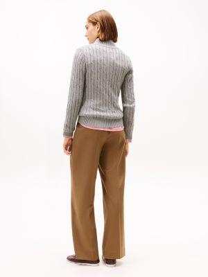 Crest Logo Cable Knit Zip Cardigan Product Image