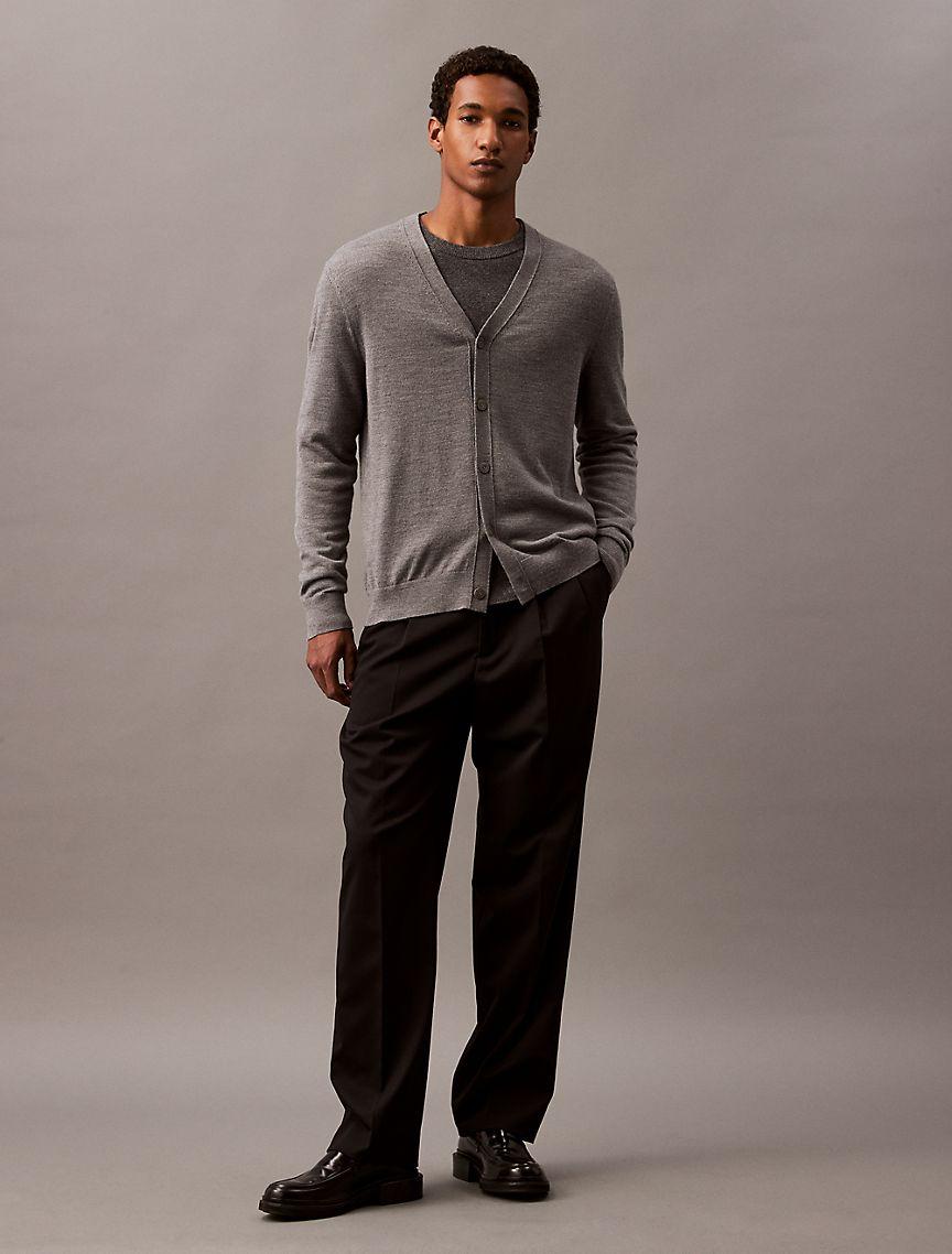 Extra Fine Merino Wool Blend Cardigan Sweater Product Image