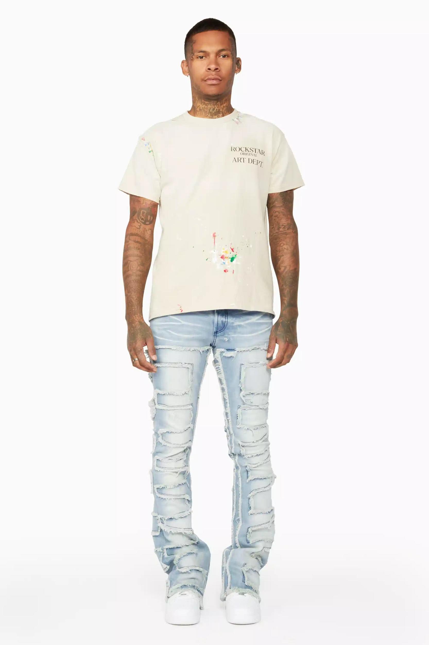 Shake Light Blue Stacked Flare Jean Male Product Image