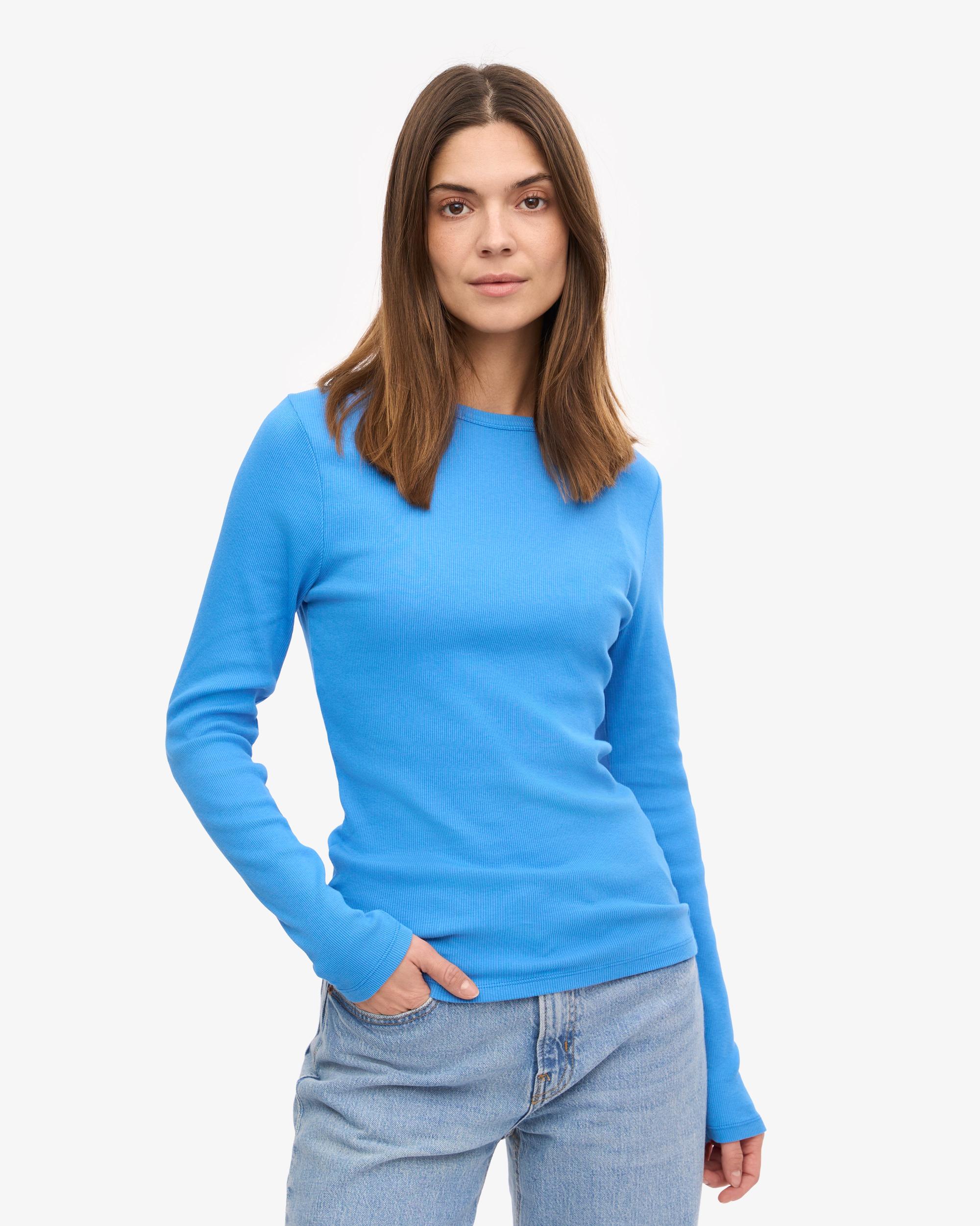 Women Organic Rib LS T-Shirt - Pacific Blue Product Image
