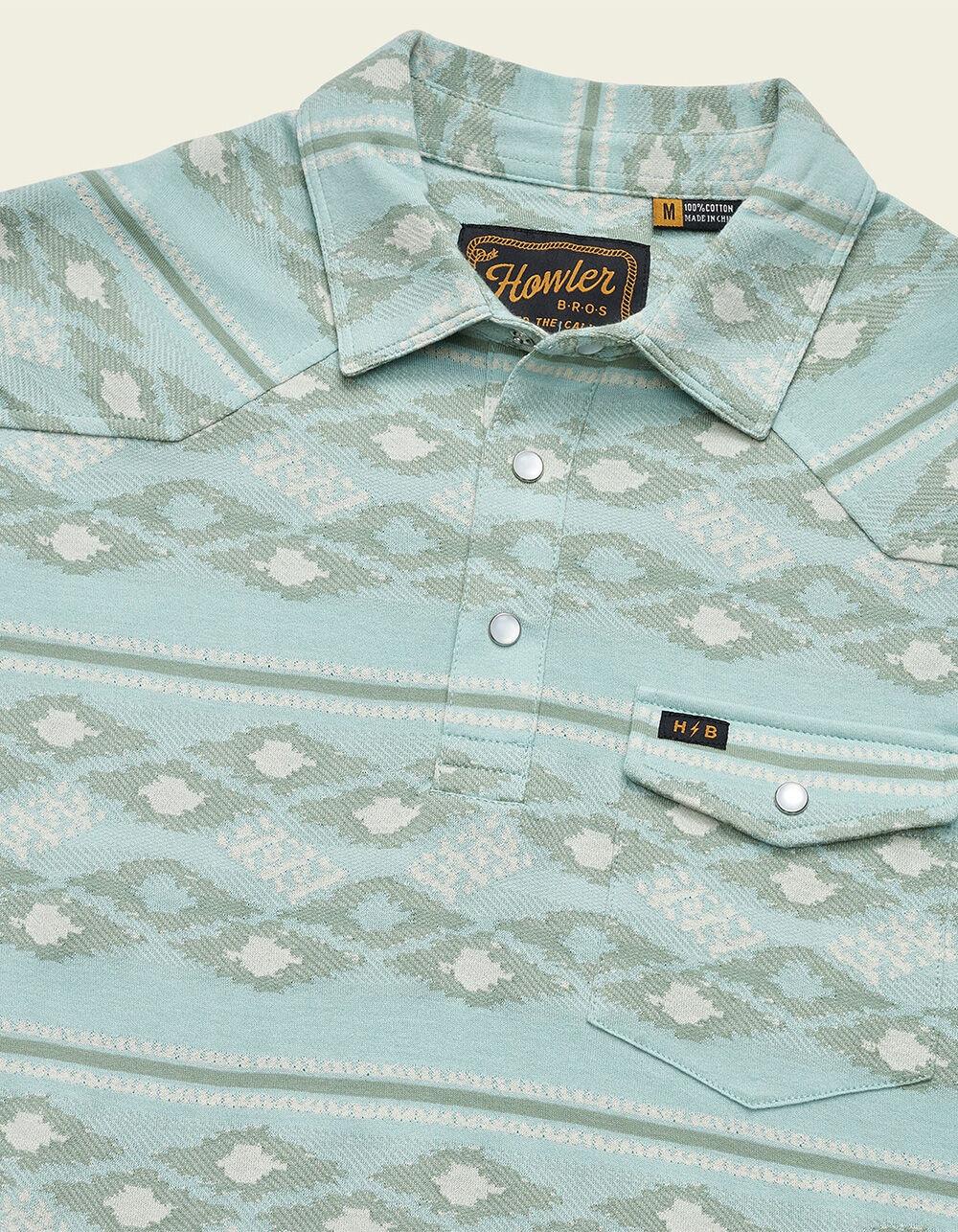 HOWLER BROTHERS Ranchero Jacquard Mens Polo Shirt - SEAFOAM Product Image