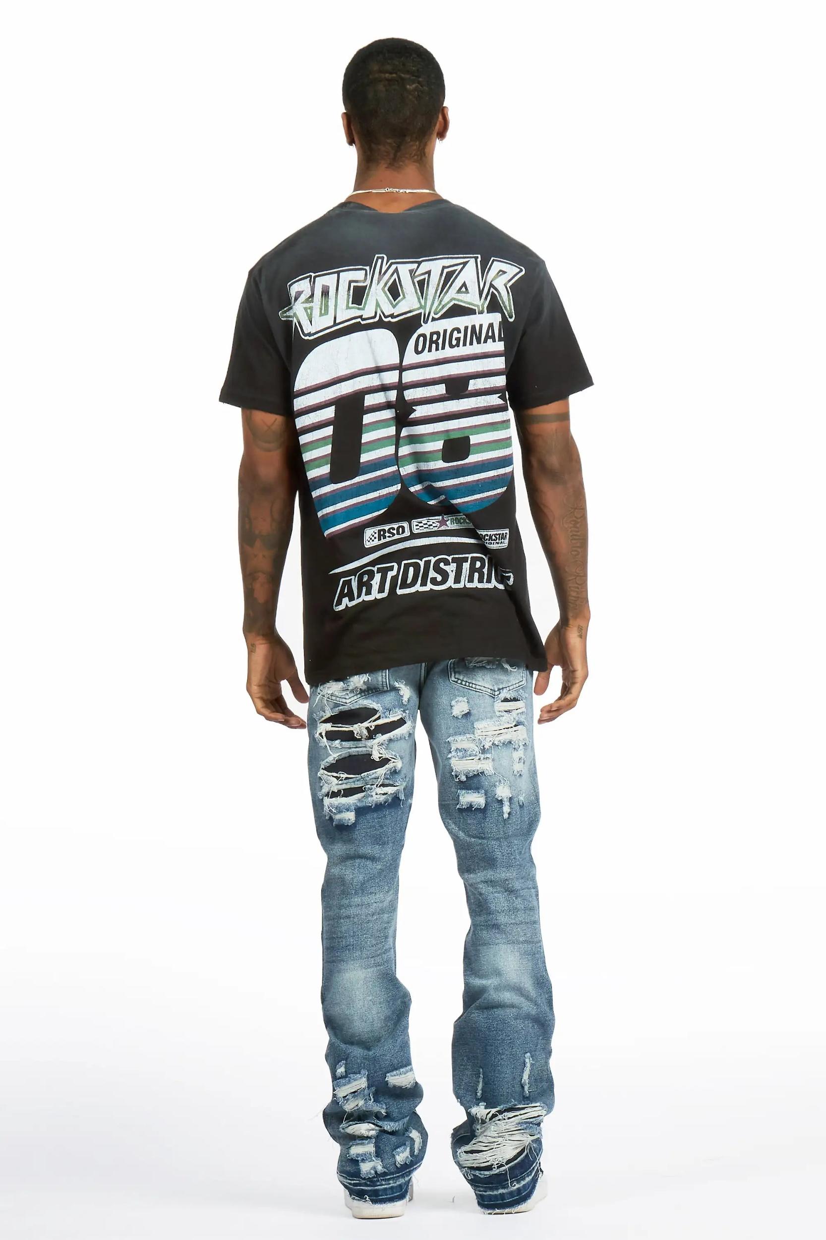 Mathey Medium Blue Rhinestone Stacked Fit Jean Male Product Image