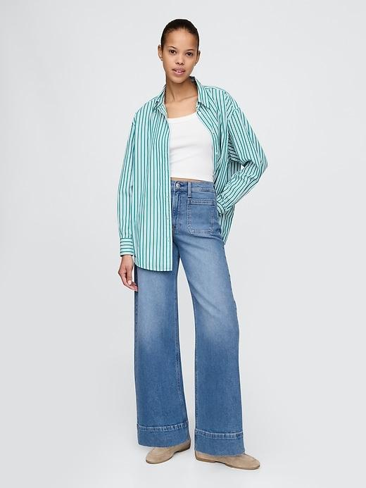 High Rise Stride Belted Wide-Leg Jeans Product Image