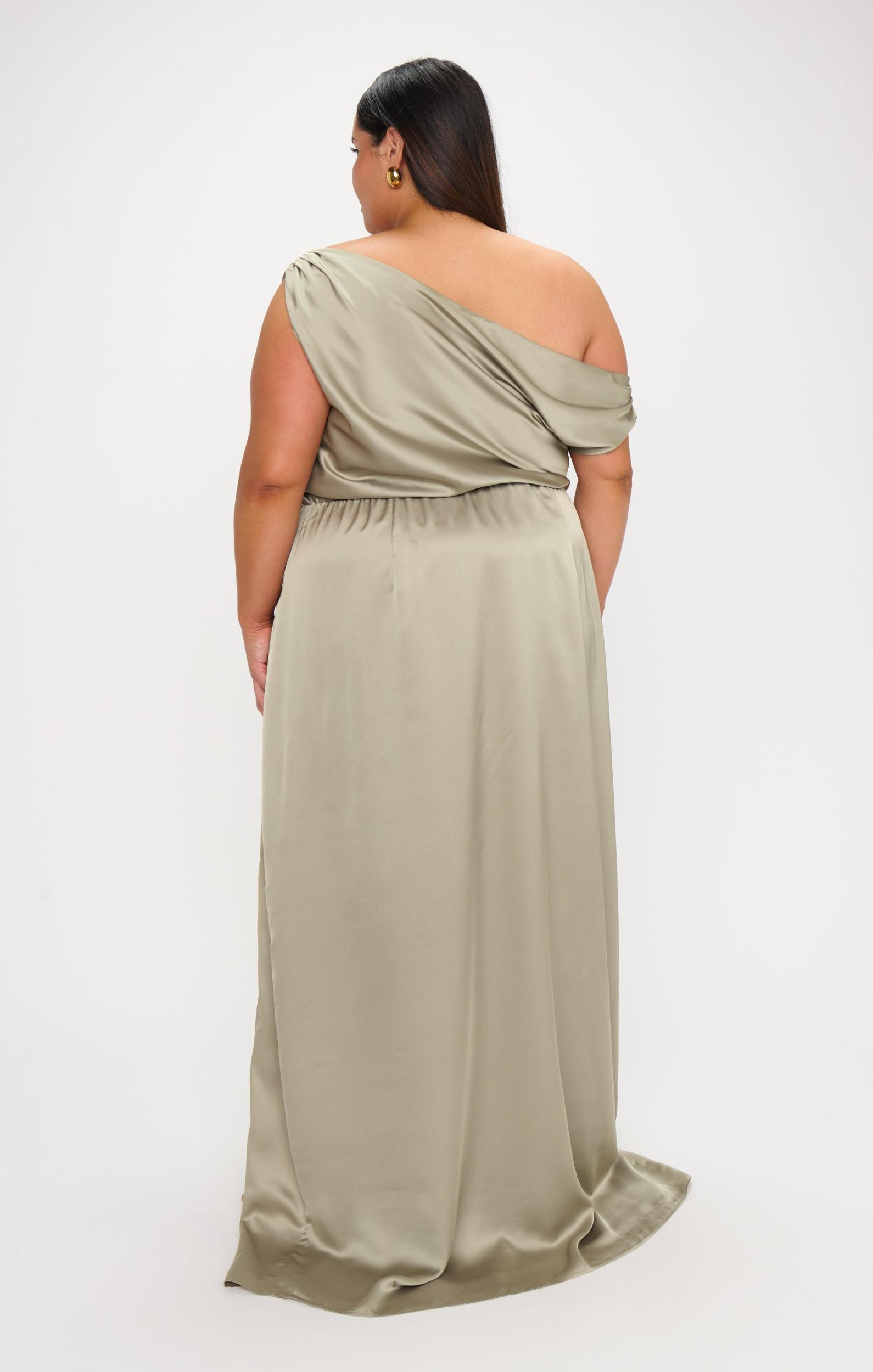 Jodie Dress ~ Moss Green Luxe Satin Product Image