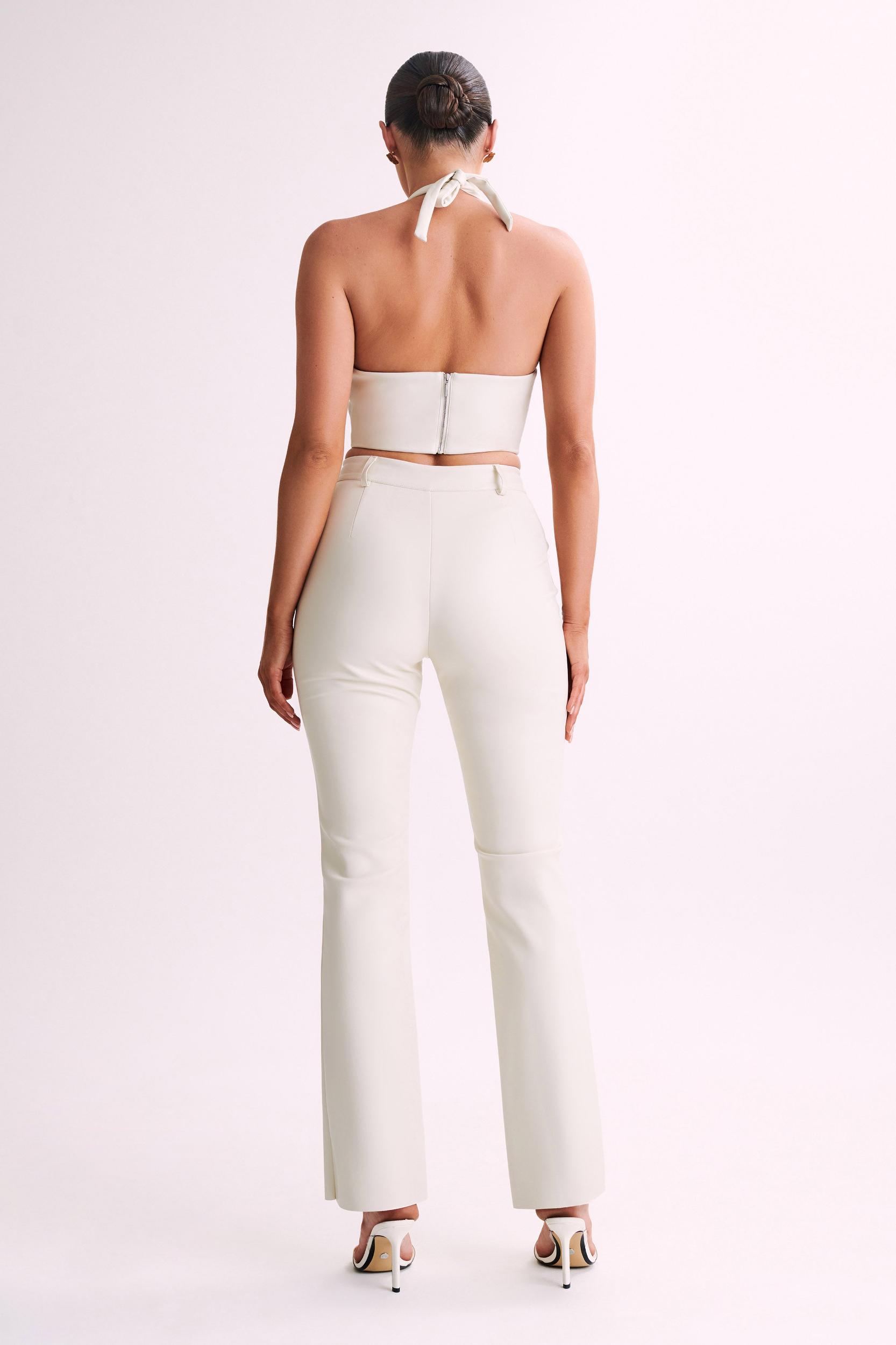 Tyra Straight Leg Faux Leather Pants - Ivory Product Image