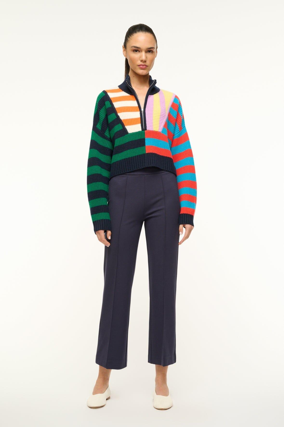 CASHMERE CROPPED HAMPTON SWEATER | CABANA STRIPE MULTI Product Image