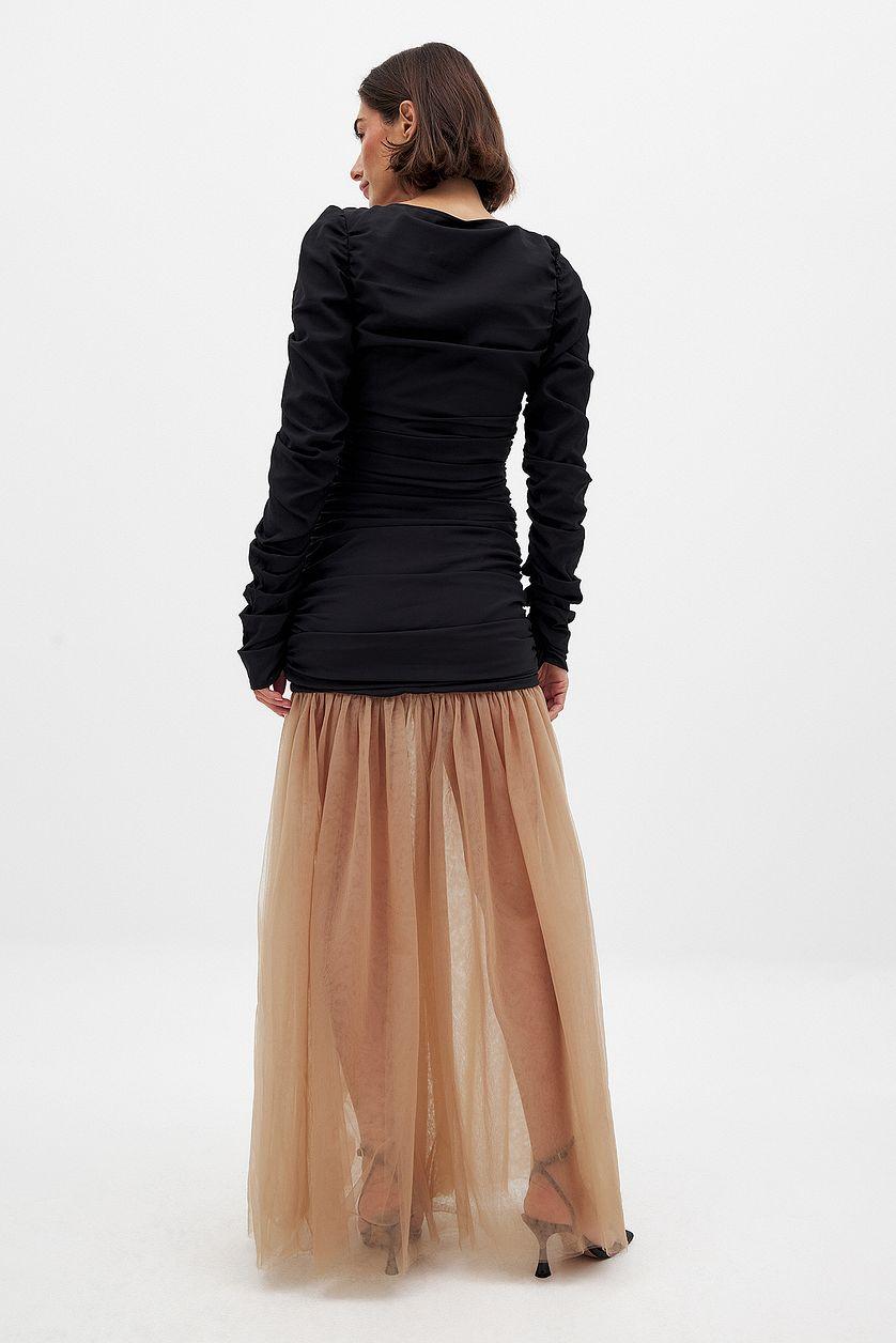 V-neck Tulle Maxi Dress Product Image