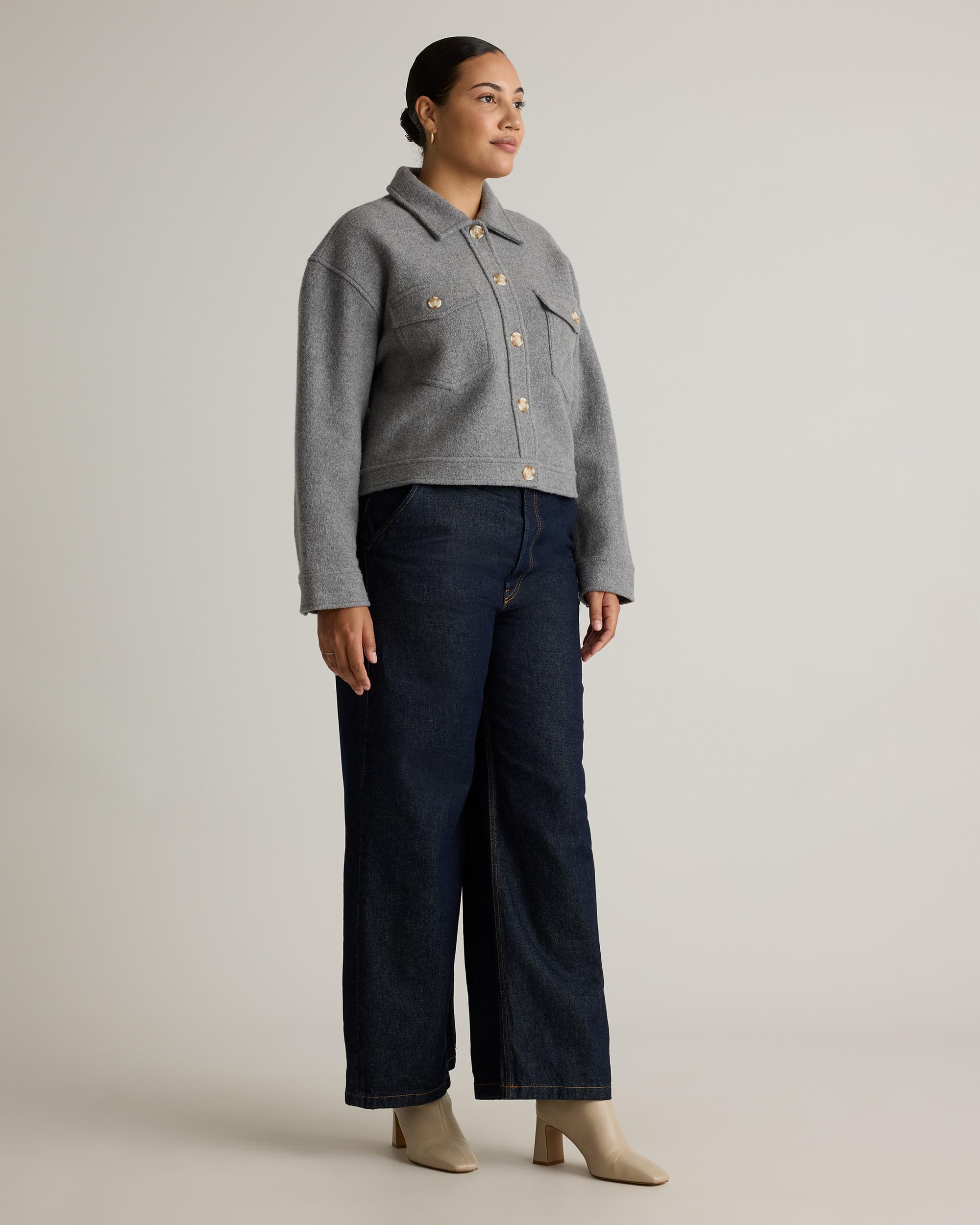Quince | Women's 100% Merino Wool Cropped Shirt Jacket Size XL Product Image