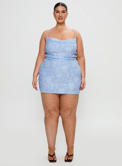 Celena Mini Dress Light Blue Burnout Curve Product Image