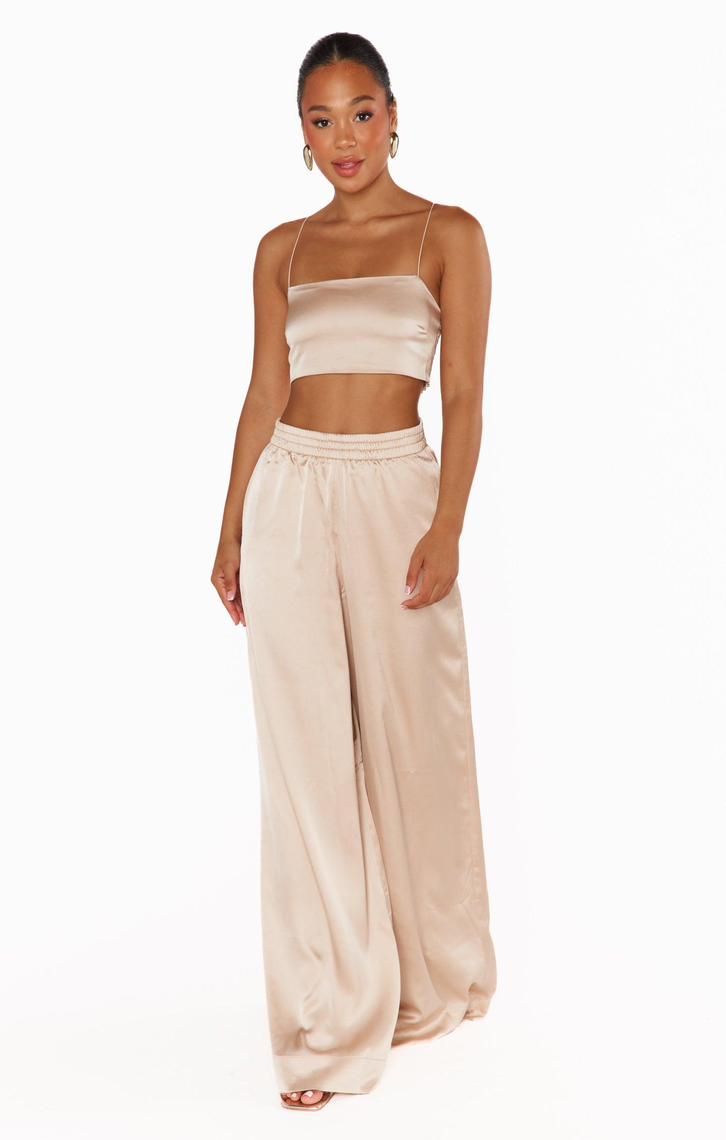 Irwin Pants ~ Champagne Luxe Satin Product Image