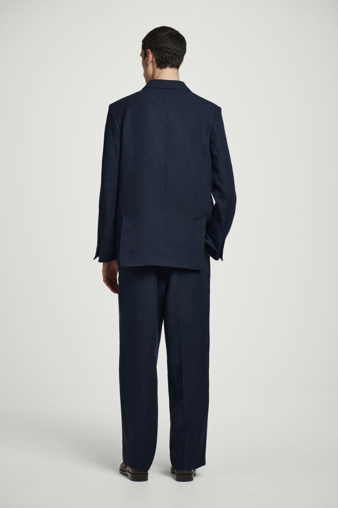 RELAXED DOUBLE-BREASTED LINEN BLAZER Product Image