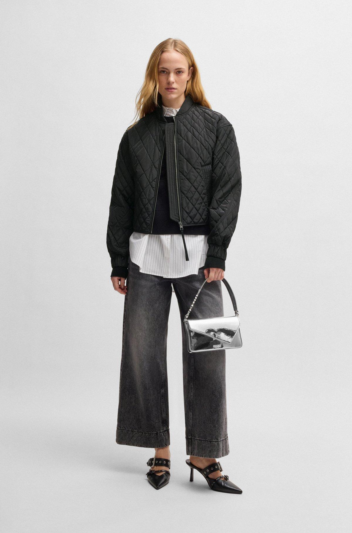 Quilted bomber jacket with ribbon zip-puller Product Image