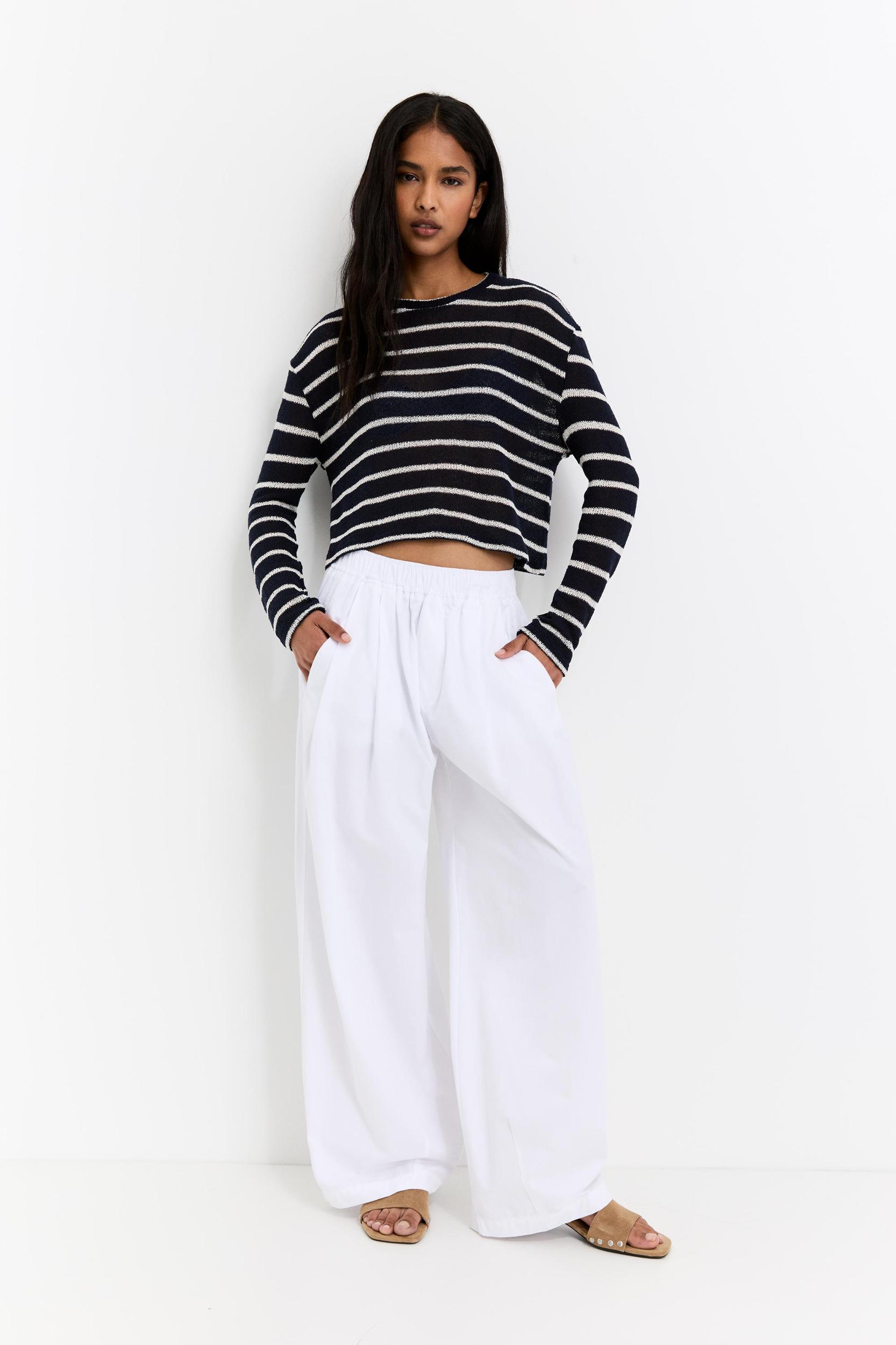 Striped cutwork sweater Product Image