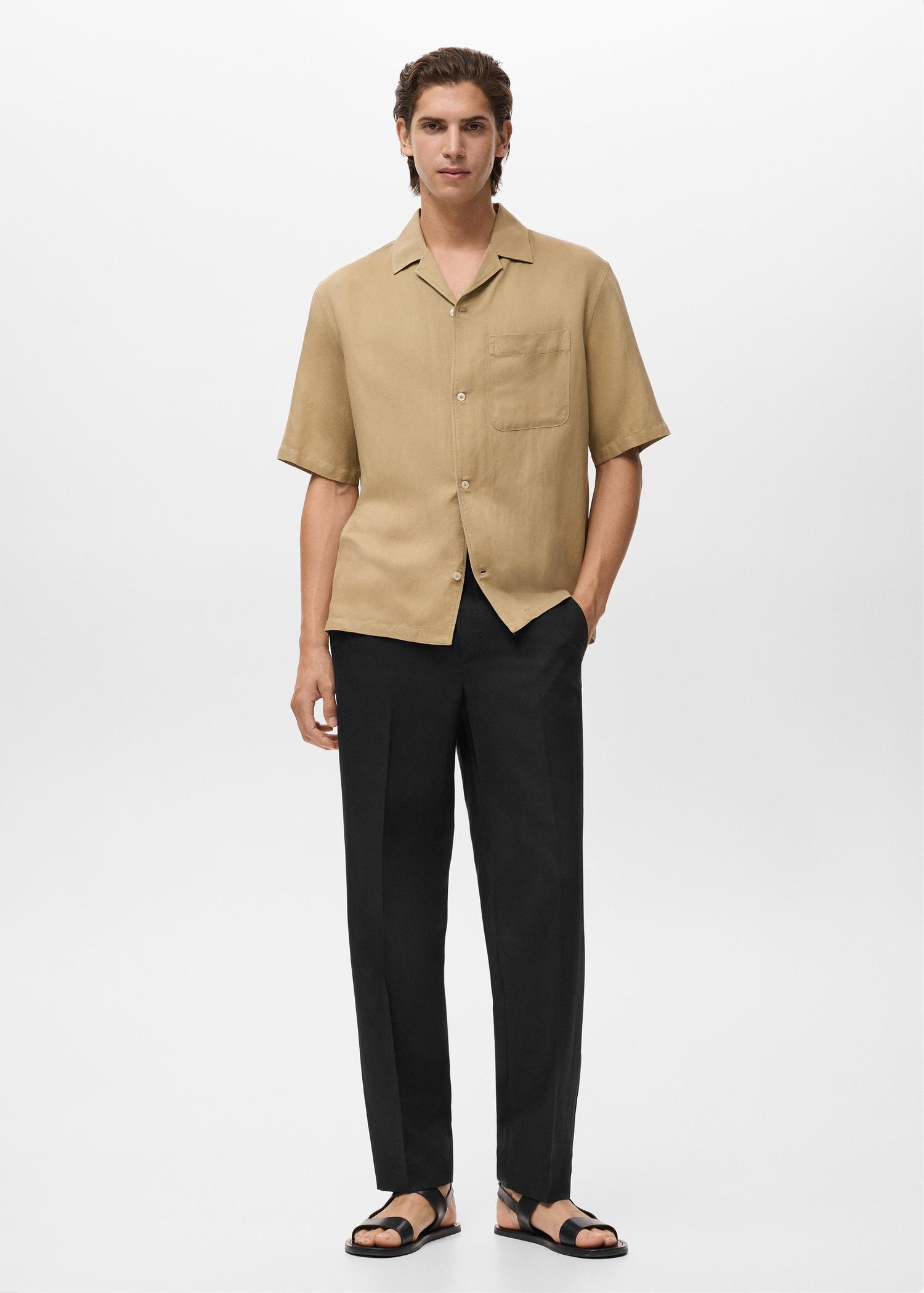 Straight-leg pants in a linen and lyocell blend - Men | MANGO USA Product Image