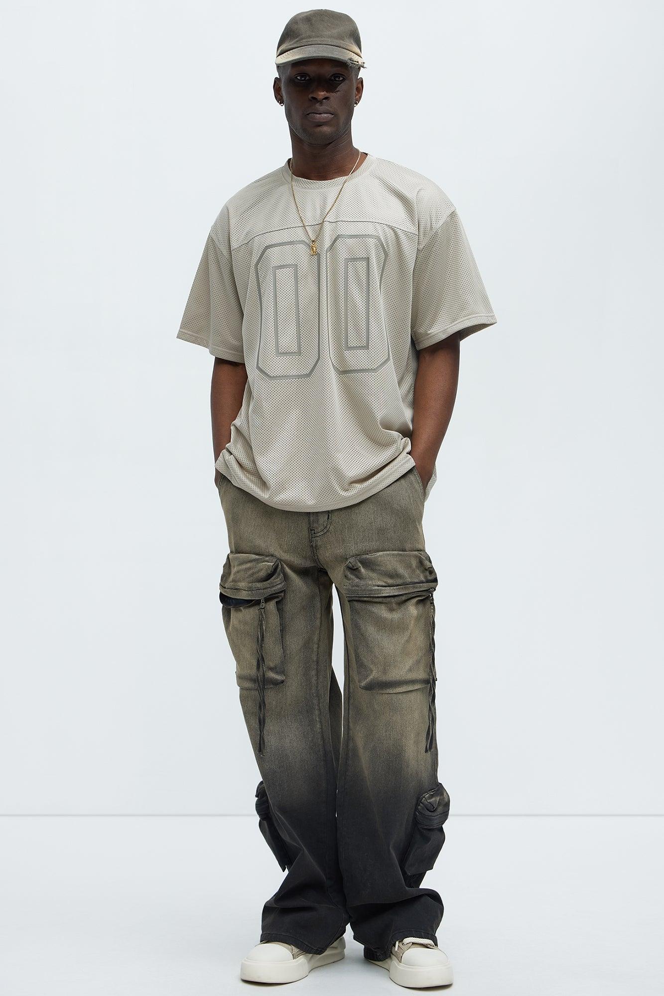 Mesh Boxy Football Short Sleeve Tee - Sand Product Image