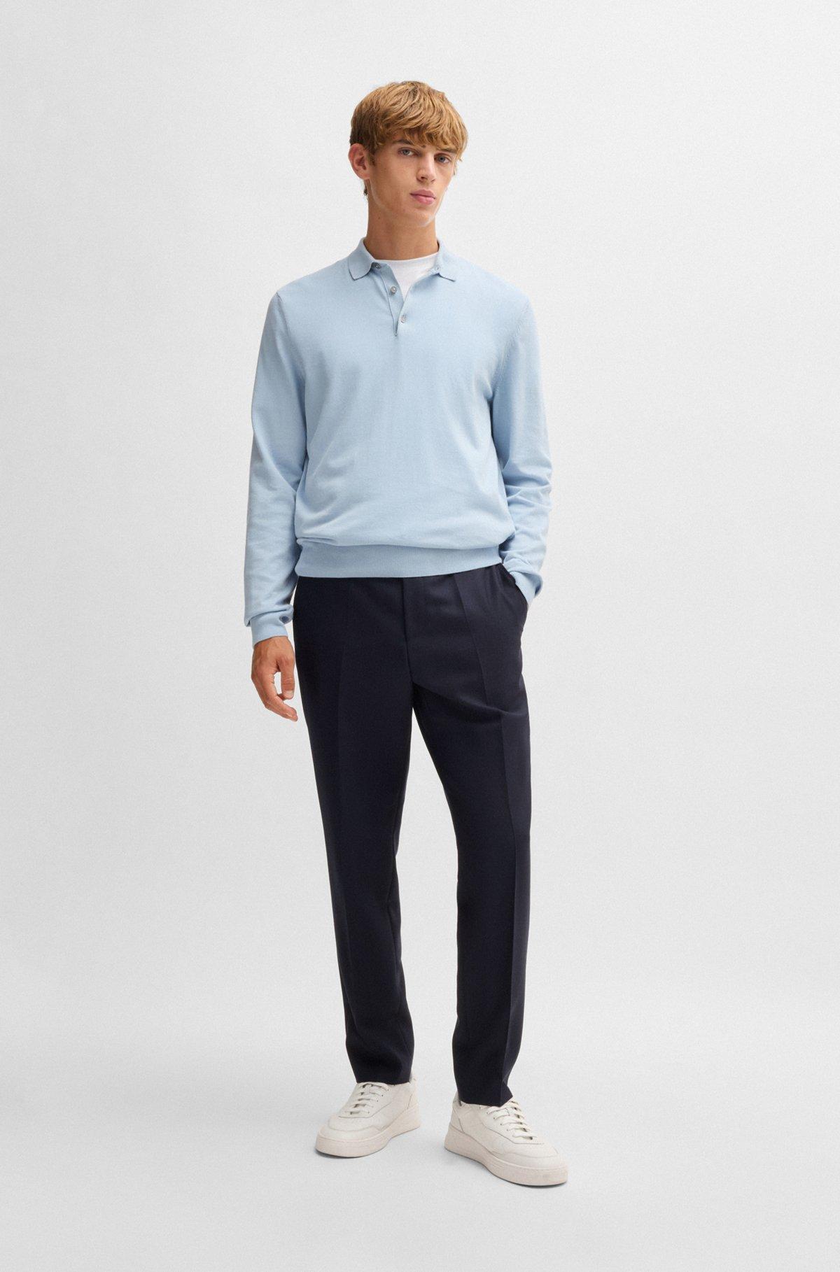 Slim-fit trousers in micro-patterned virgin wool Product Image