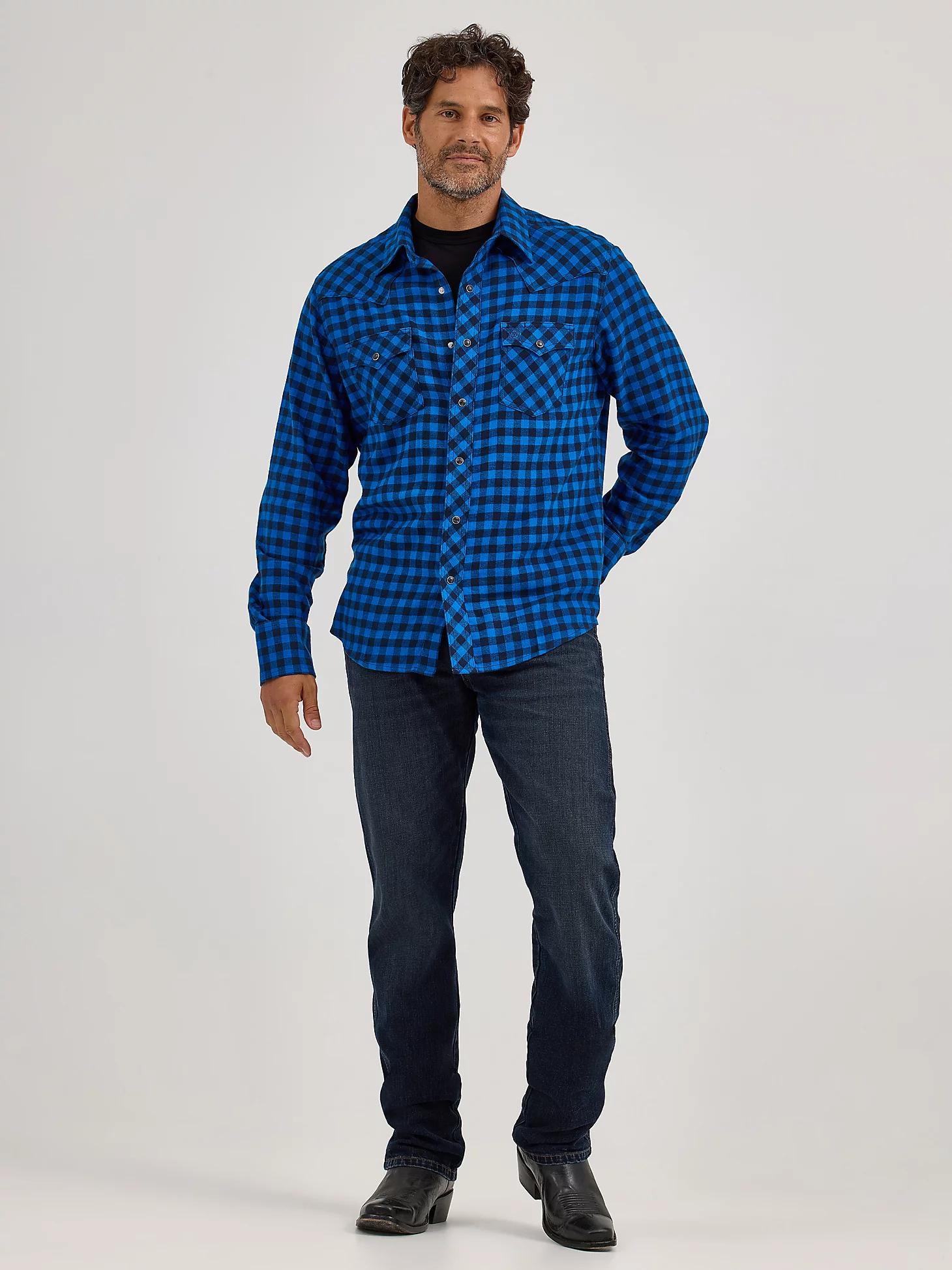 Men's Wrangler Retro® Long Sleeve Flannel Western Snap Plaid Shirt in Buffalo Product Image