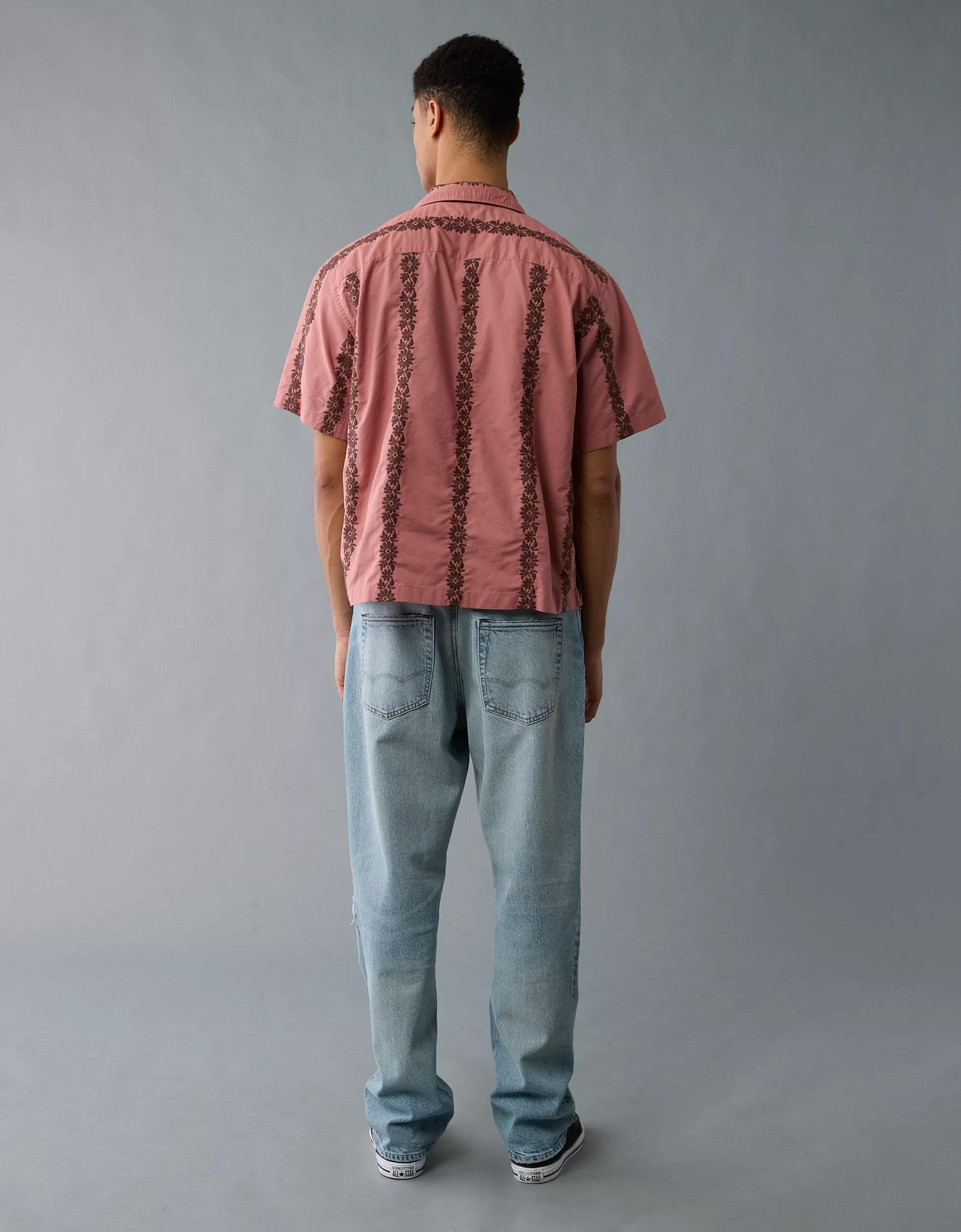 AE Poolside Linen-Blend Printed Button-Up Shirt Product Image