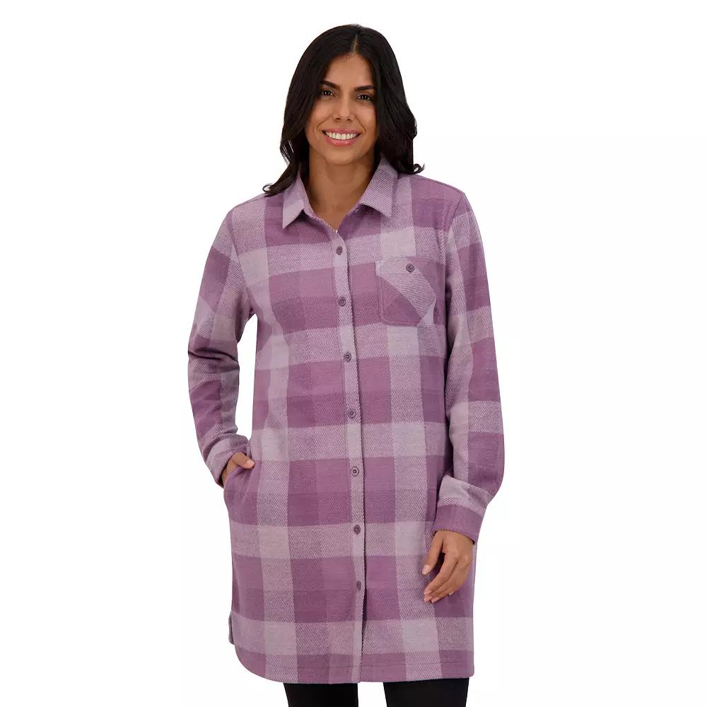 Women's ZeroXposur Luna Brushed Knit Plaid Shirtdress, Size: Small, Fig Scotch Product Image