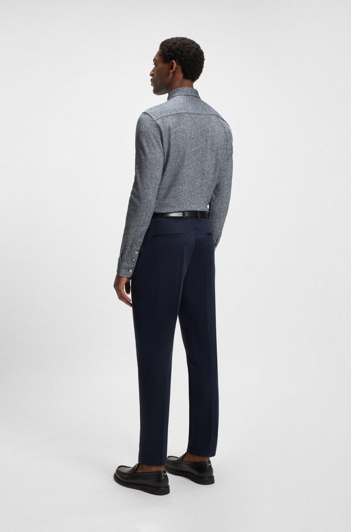 Slim-fit shirt in slub cotton-linen jersey Product Image