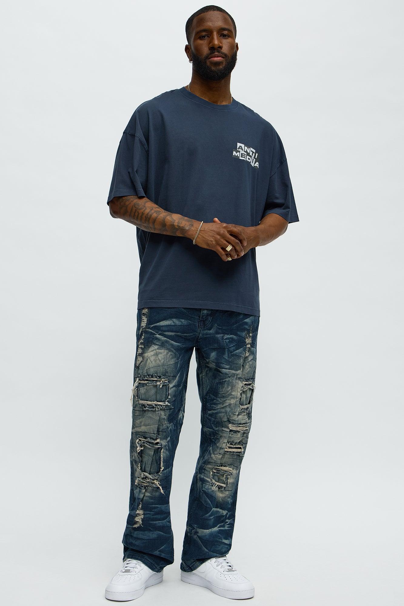 Anti Media Oversized Short Sleeve Tee - Navy Product Image