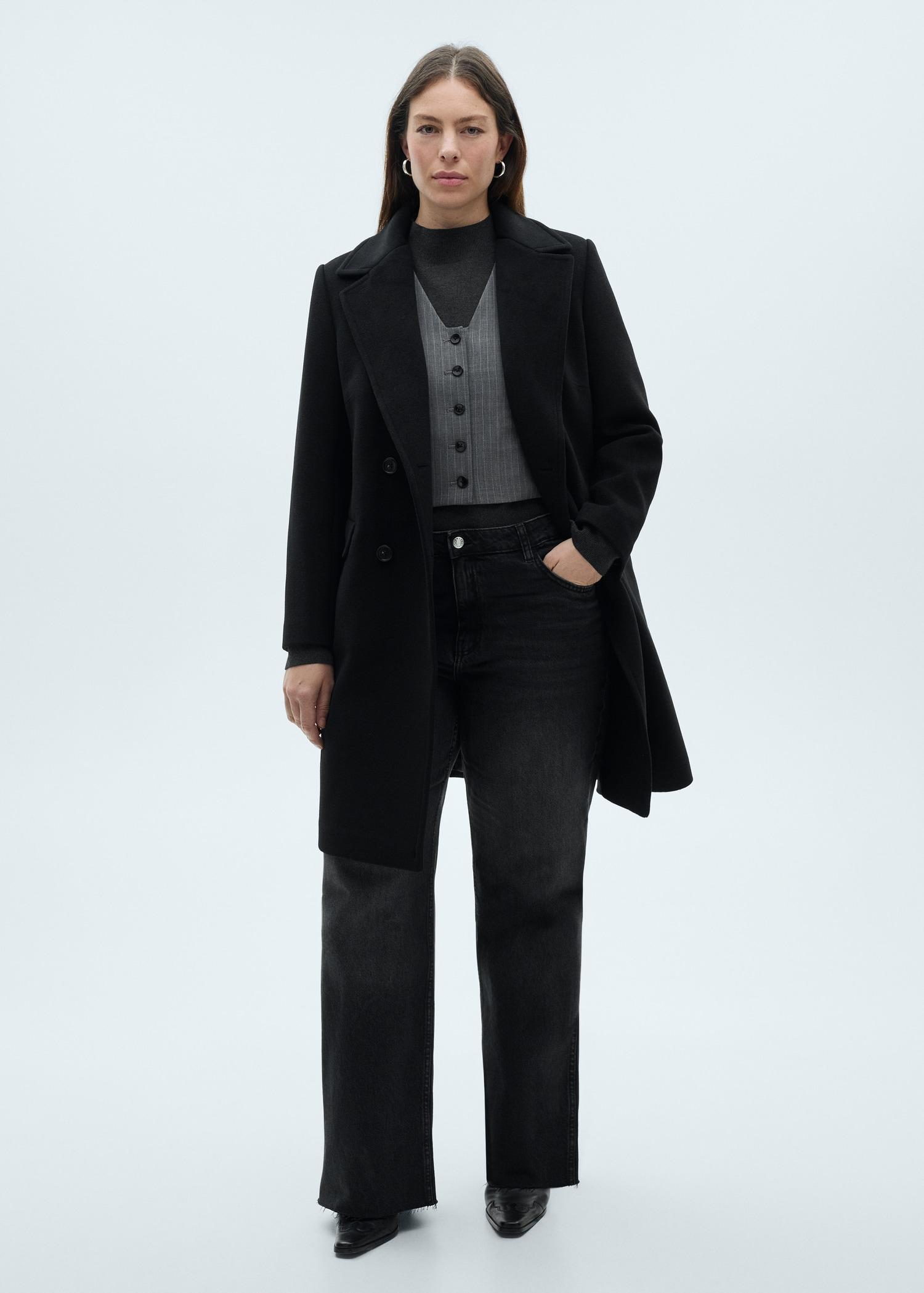 Double-breasted midi wool coat - Women | MANGO USA Product Image