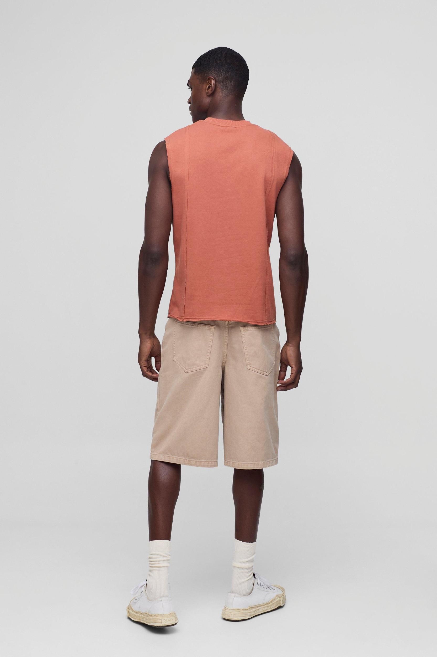Boxy Seam Panel Heavyweight Tank | boohooMAN USA Product Image