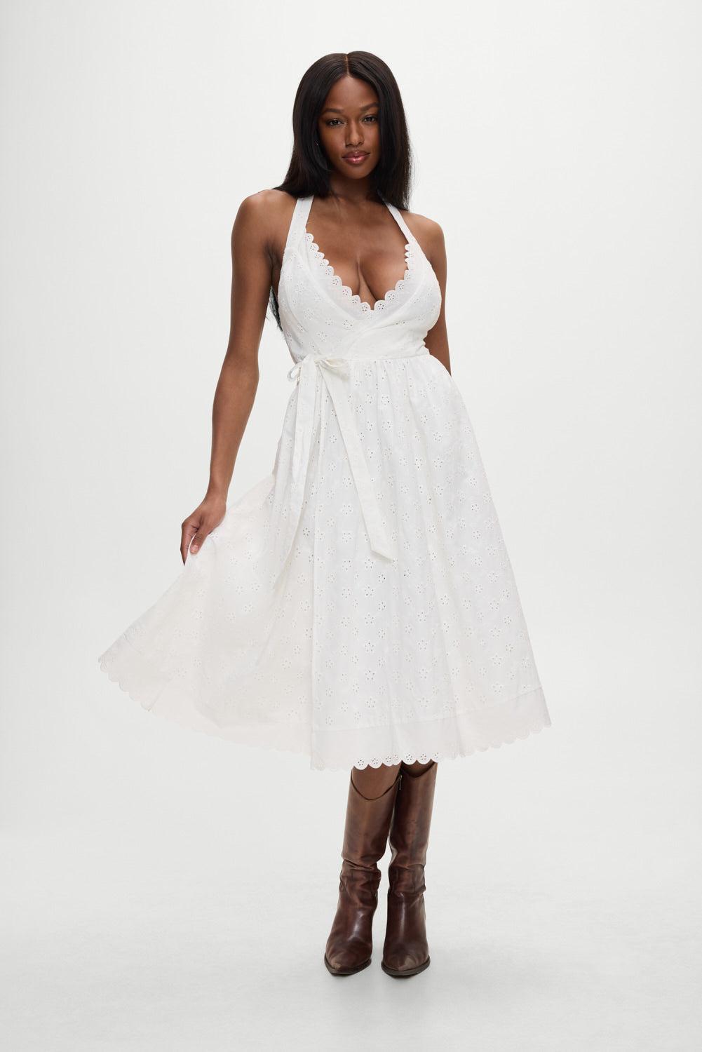 x BELLA HADID Fort Worth Fairy Midi Dress - Salt Air Eyelet Product Image