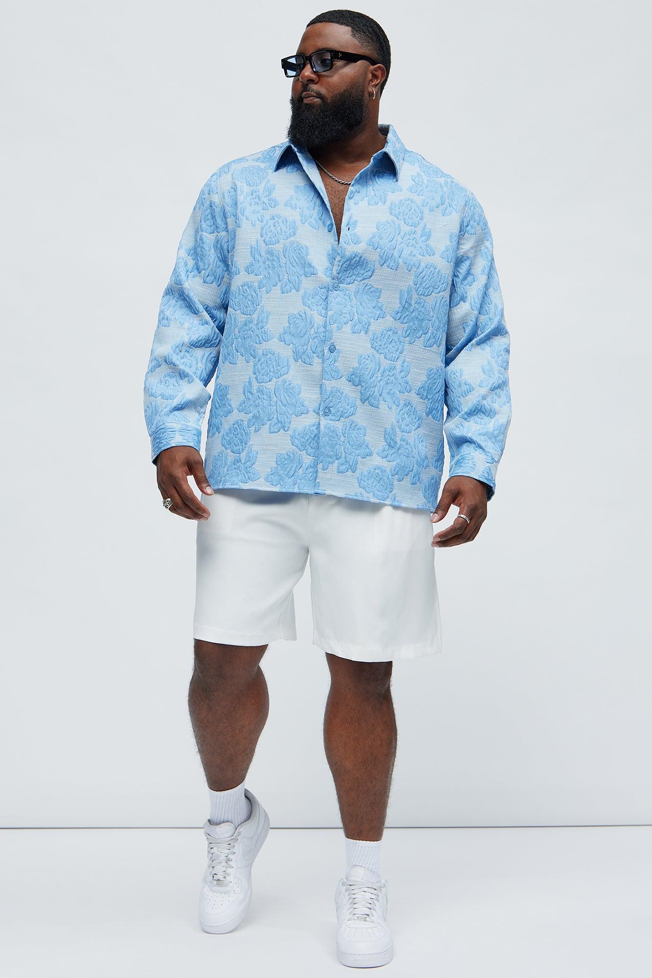 Bartlett Jacquard Long Sleeve Shirt - Blue Product Image
