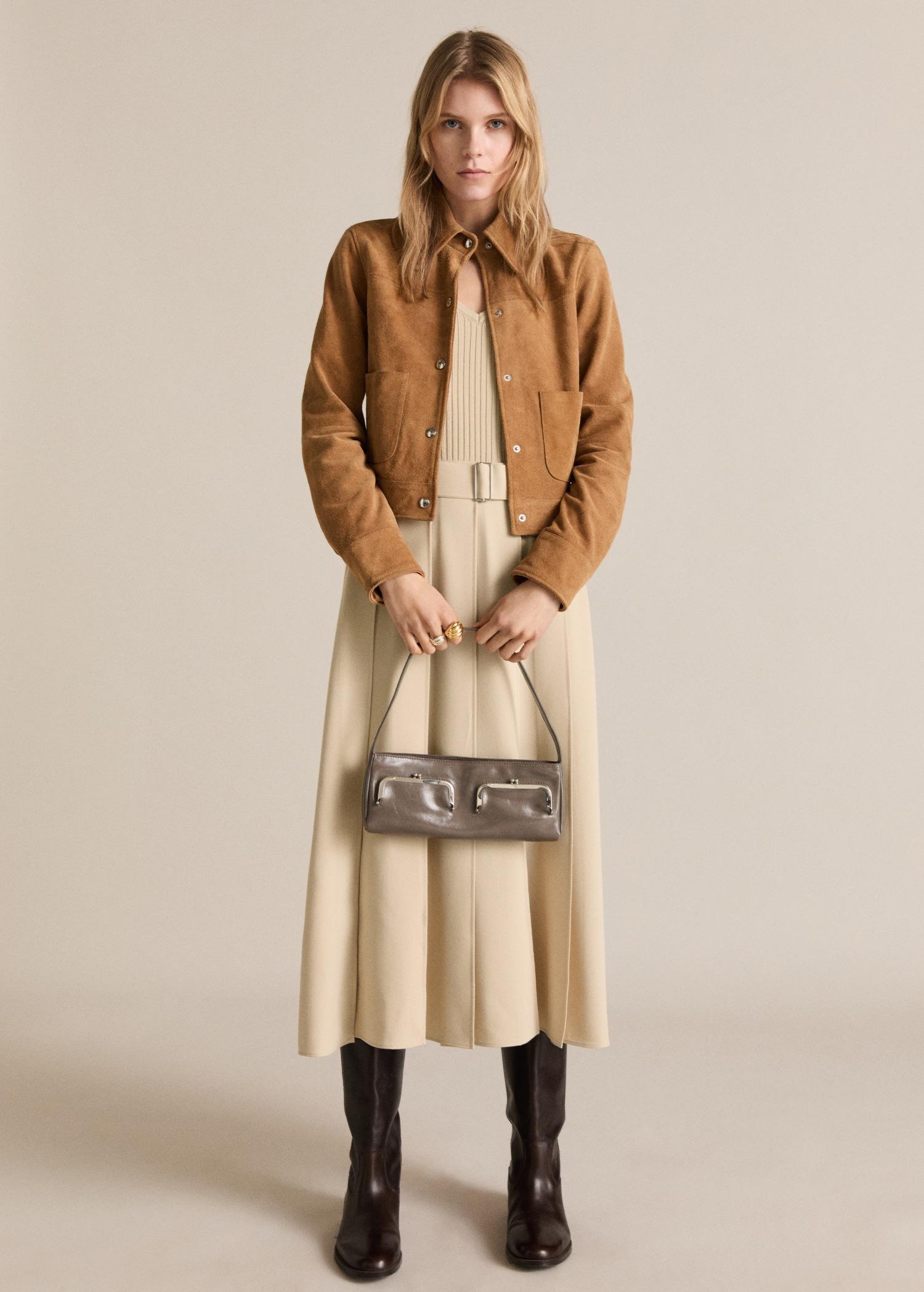 Suede leather jacket - Women | MANGO USA Product Image