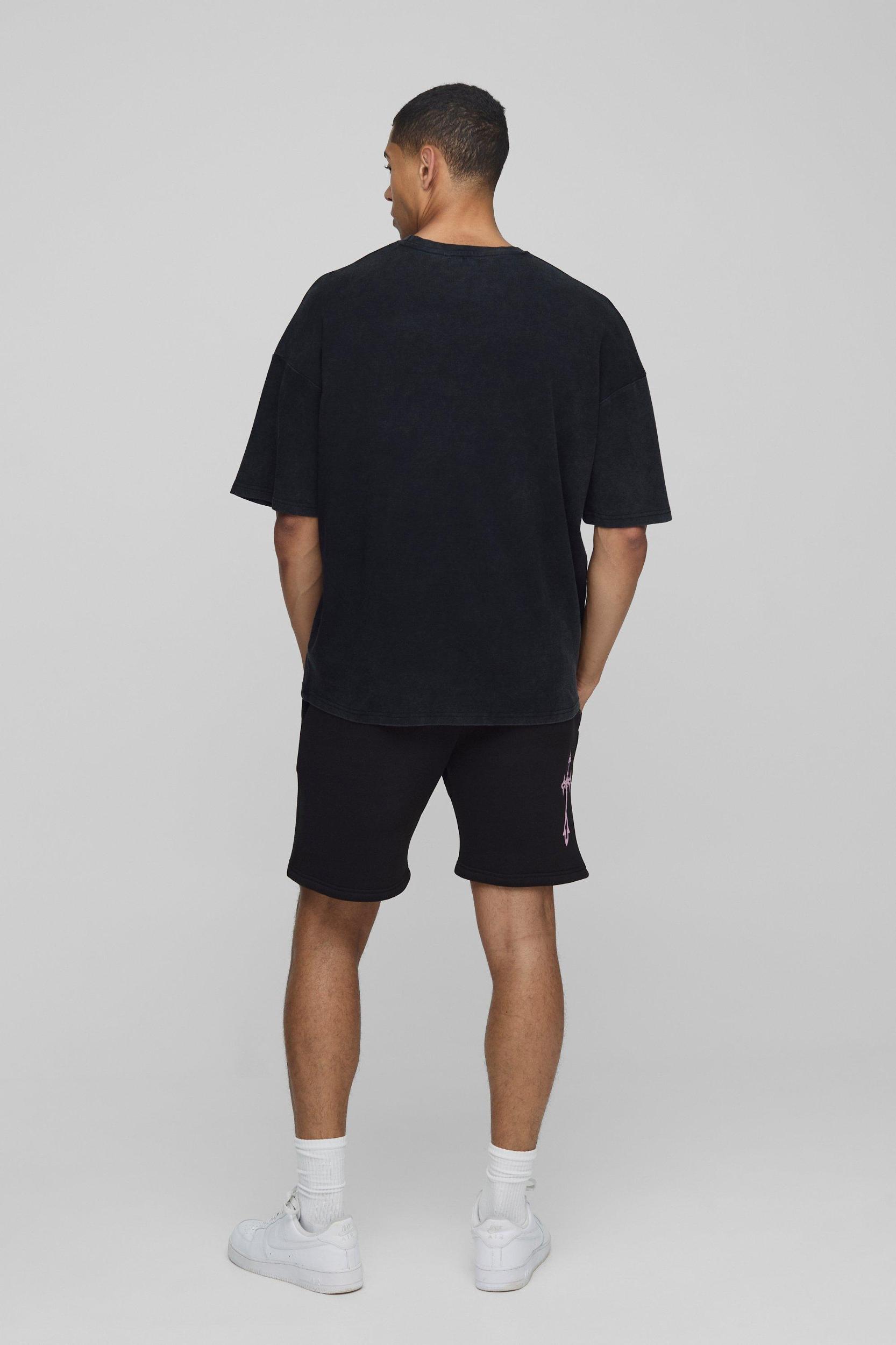 Relaxed Homme Cross Mid Length Shorts | boohooMAN USA Product Image