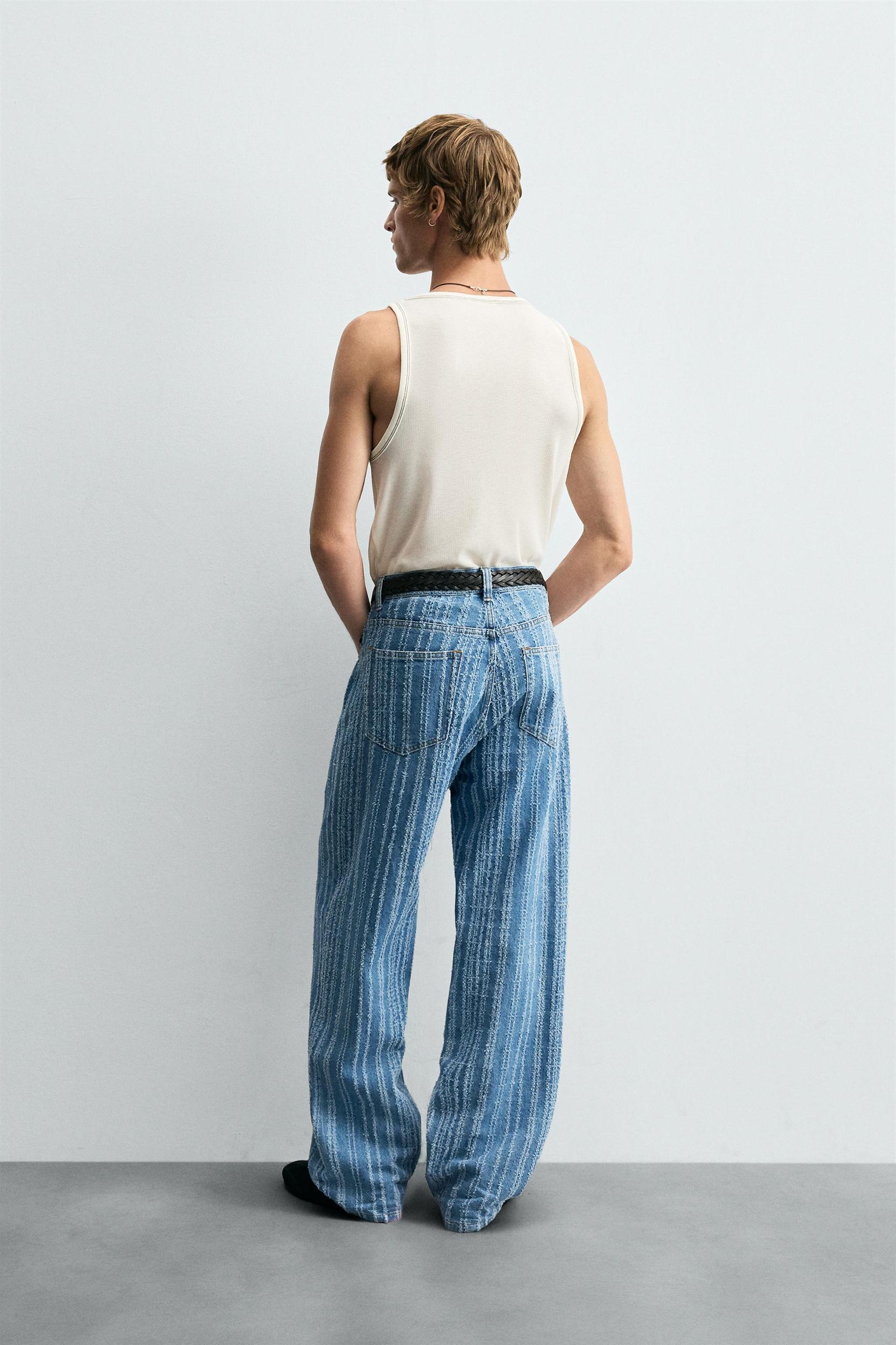 TEXTURED STRIPED JEANS Product Image