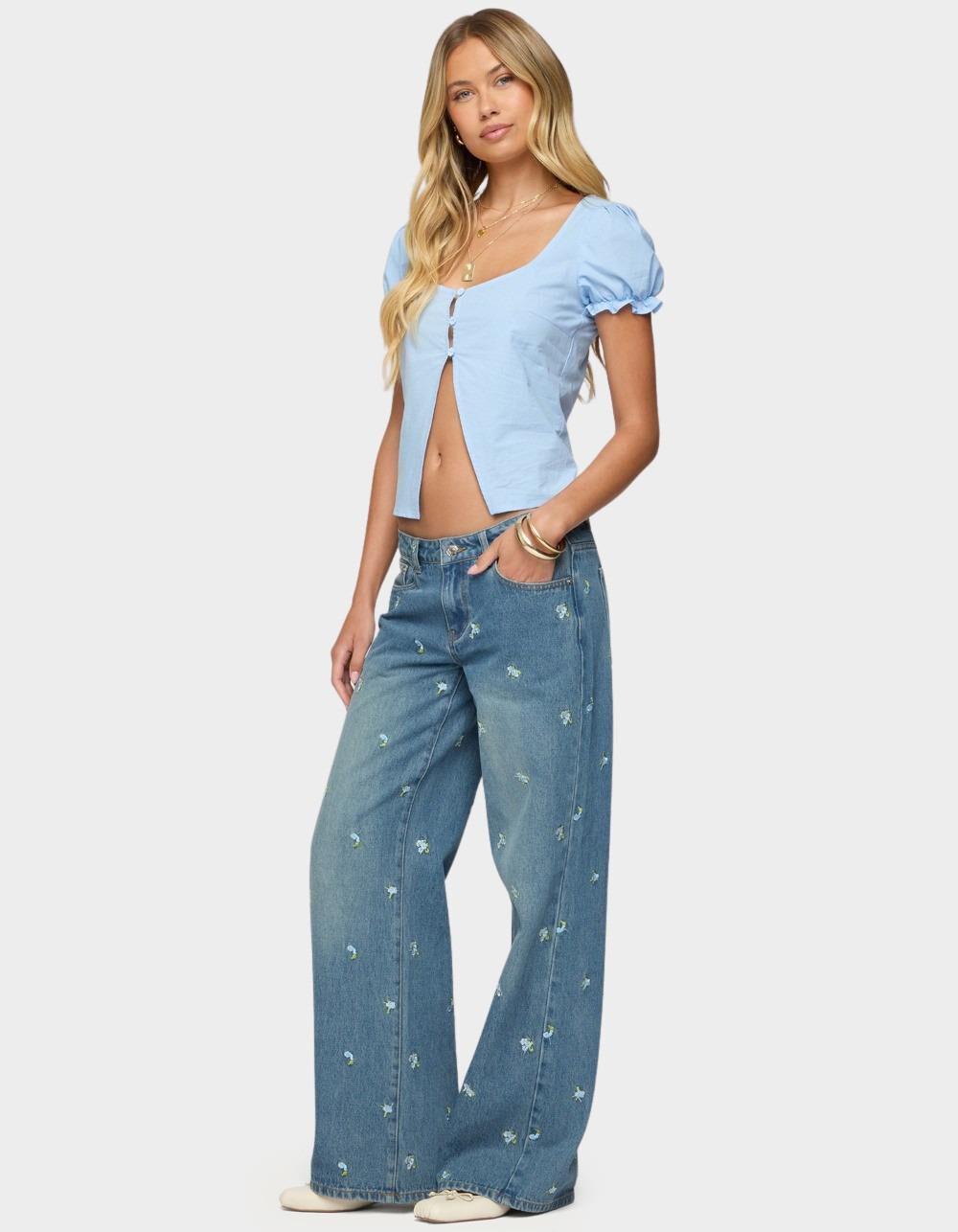 EDIKTED Dorothea Split Front Top - BLUE Product Image