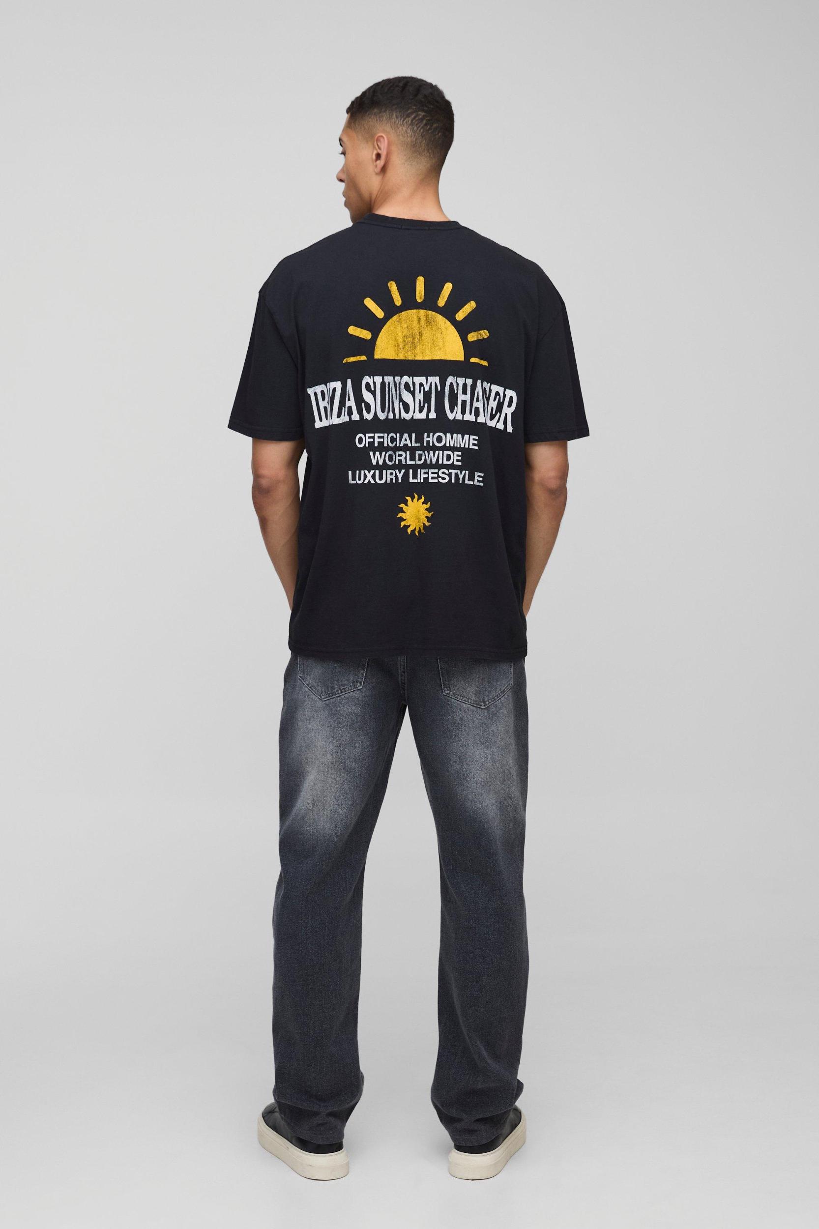 Oversized Ibiza Sunset Chaser Graphic T-Shirt | boohooMAN USA Product Image
