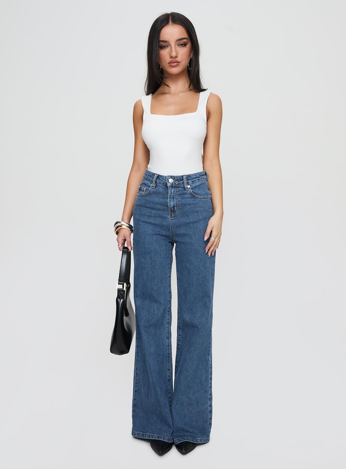 Lucille High Rise Flare Leg Jeans Mid Wash Product Image
