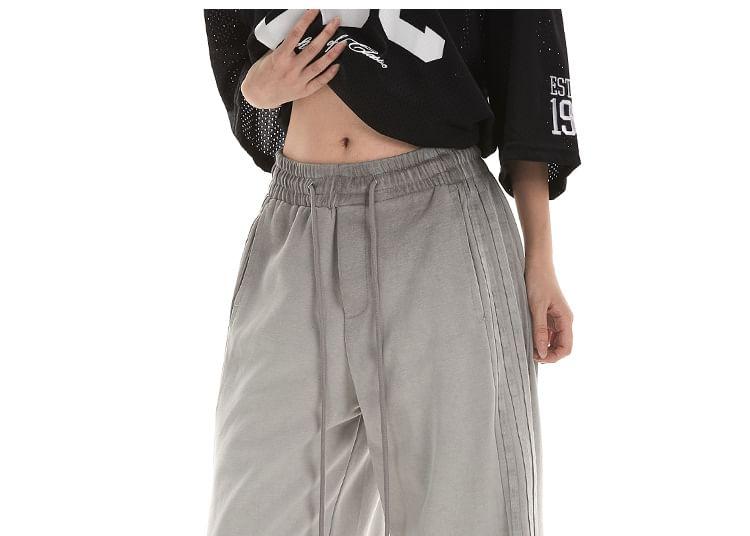 Stripe-Accent Loose-Fit Wide-Leg Sweatpants Product Image