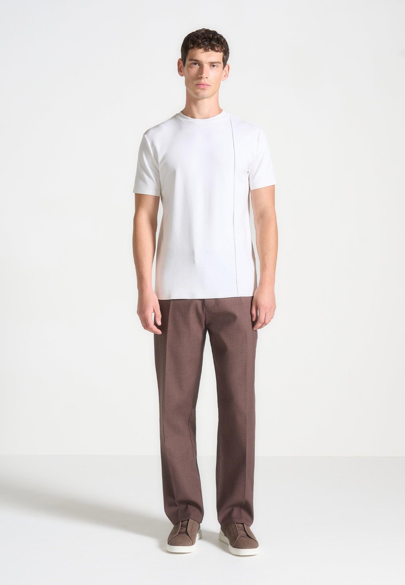 Bruno - Regular Fit Cotton T-Shirt with Pintuck - White Male Product Image