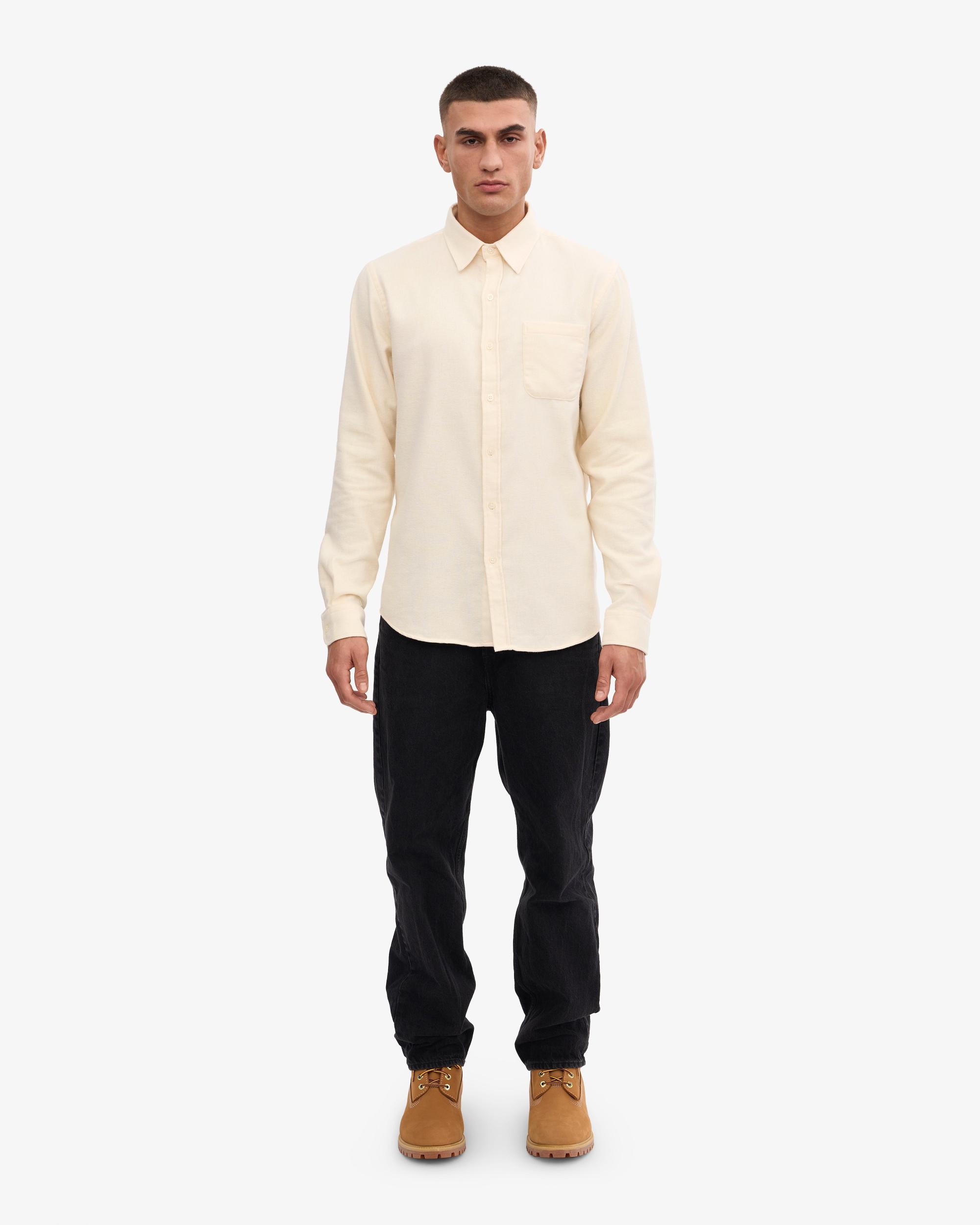 Organic Flannel Shirt - Ivory White Product Image