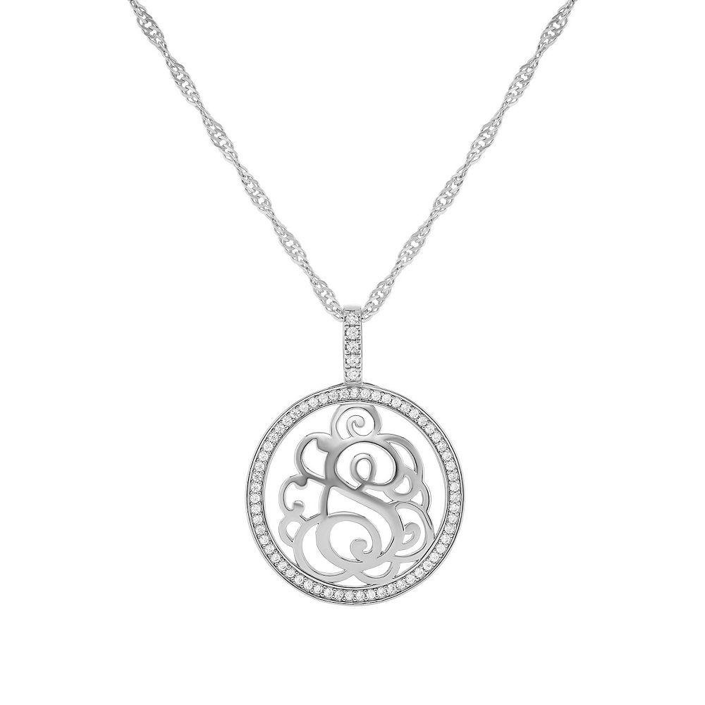 PRIMROSE Cubic Zirconia Initial Coin Pendant Necklace, Women's, Size: 18-20" ADJ, Silver Tone S Product Image